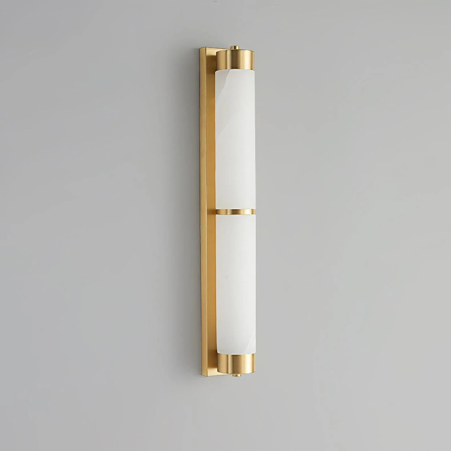 Настенный светильник Cylindra Alabaster Brass - модель B, ∅8см x 60см, черный, белый, холодный свет