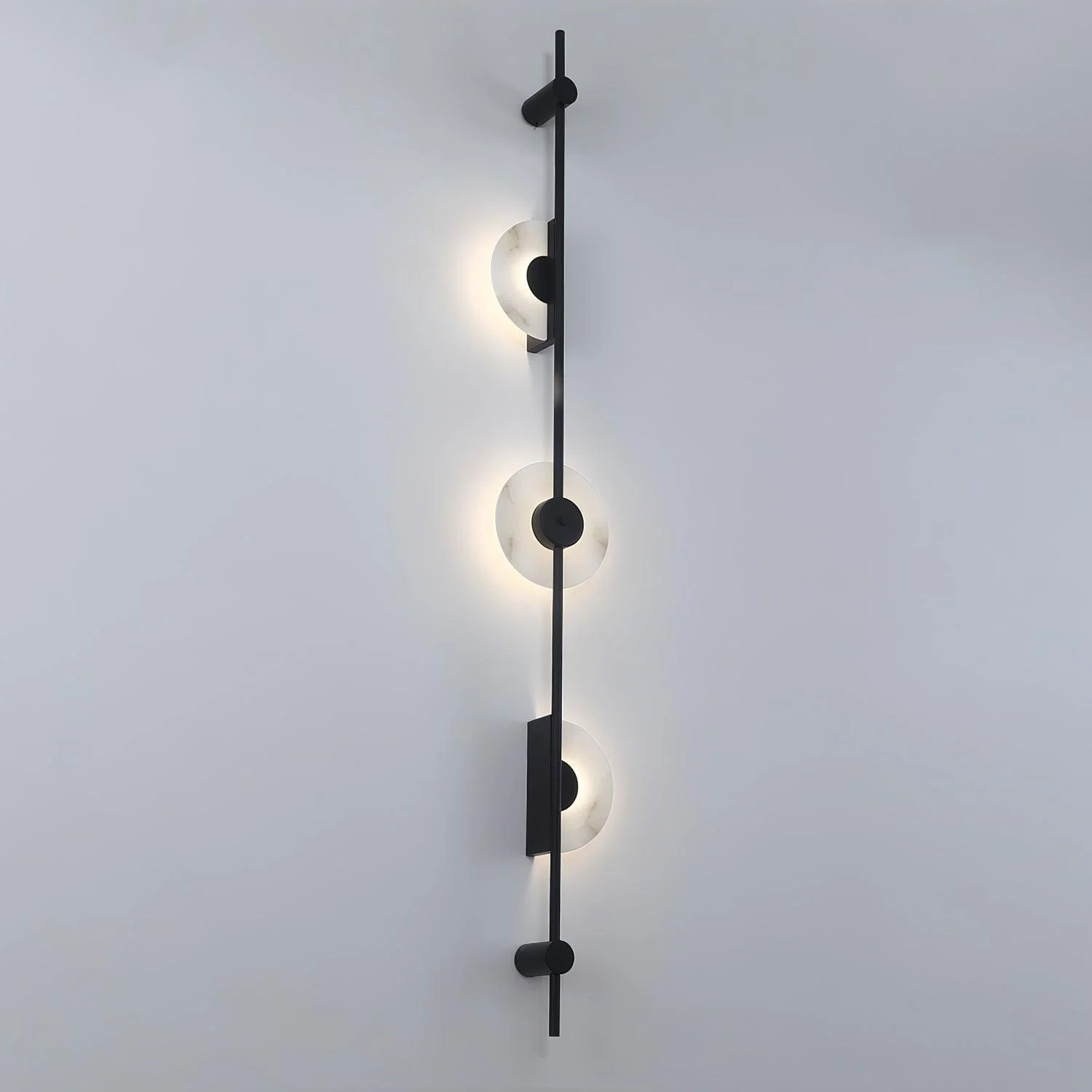 Alabaster Vertical Wall Sconce - Model A Gold ∅ 7.9″ x H 49.6″ Set of 2 / Warm Light