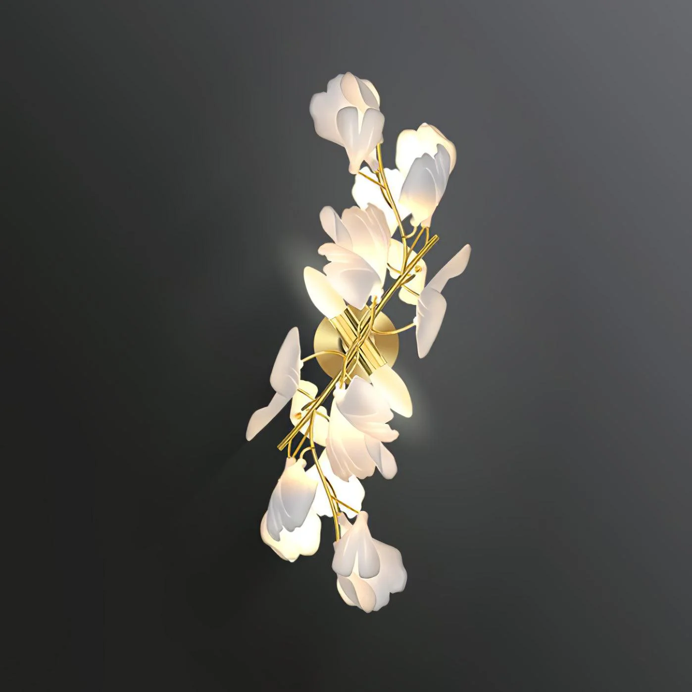 Настенный светильник Gingko Flowers Plug-in - ∅30см x 60см, золотой, белый