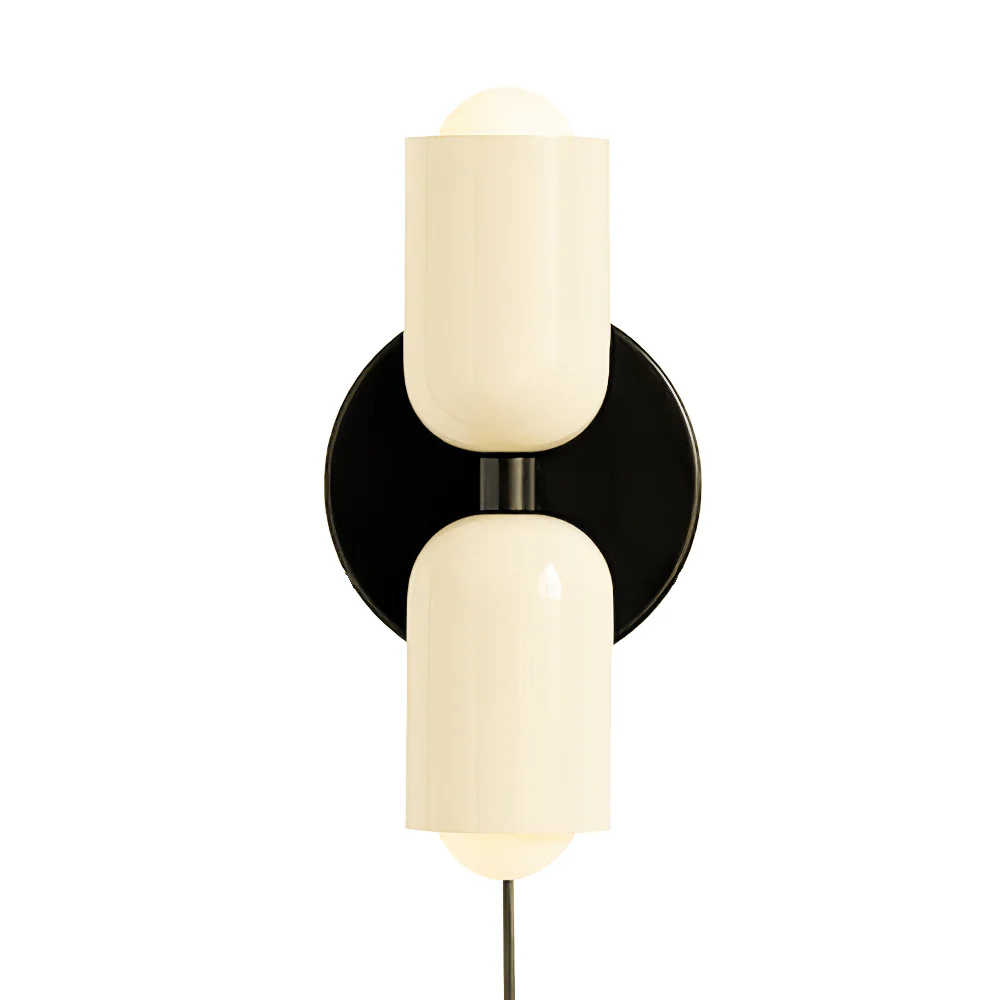 Couleur Double Wall Lamp - W 4.7″ x H 9.8″ / W 12cm x H 25cm / Beige & Red / Set of 2