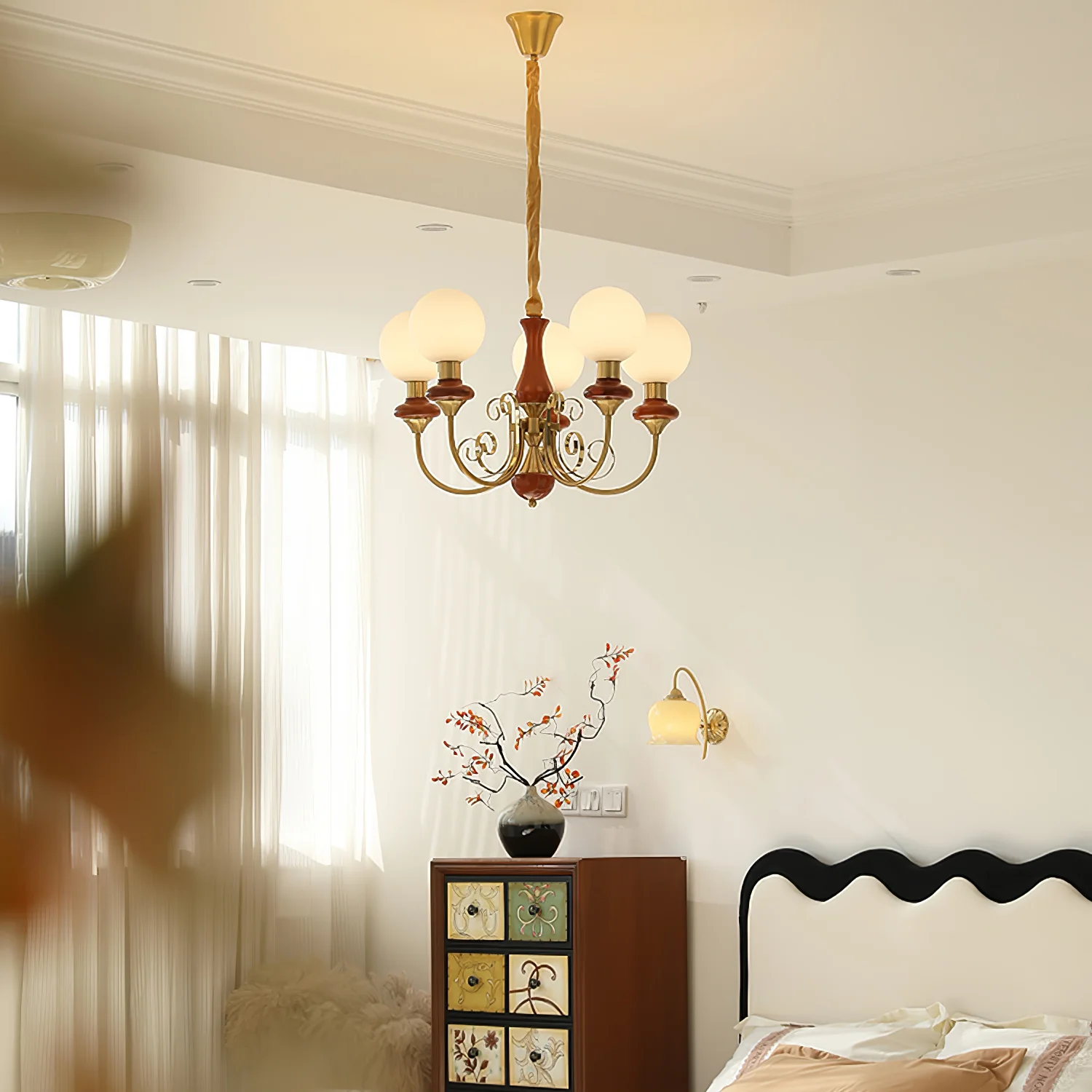 Люстра Onyx - 3 плафона ∅45см x 38см, золотой, черный, белый