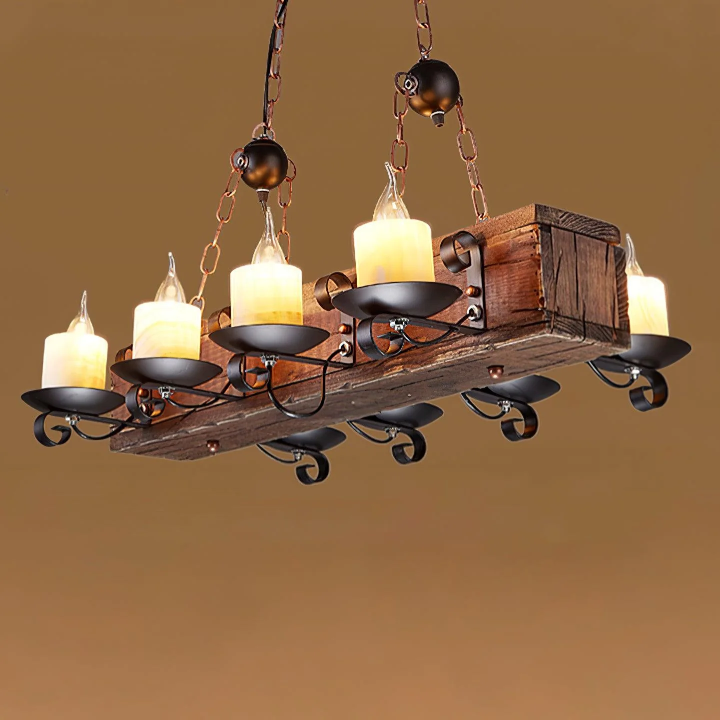 Люстра Nautical Industrial Style Wooden - модель C ∅55см x 100см,черный, дерево, прозрачное