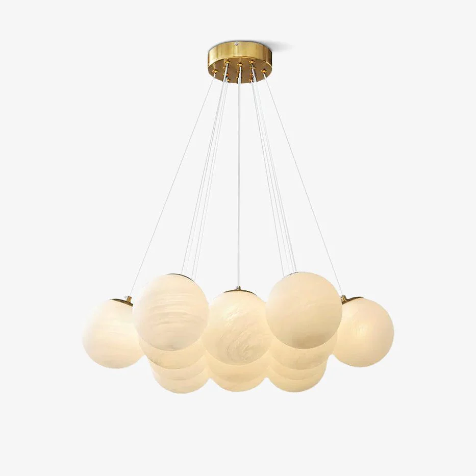 Люстра Glass Cluster - 19 подвесов ∅75см x 150см, золотой, белый