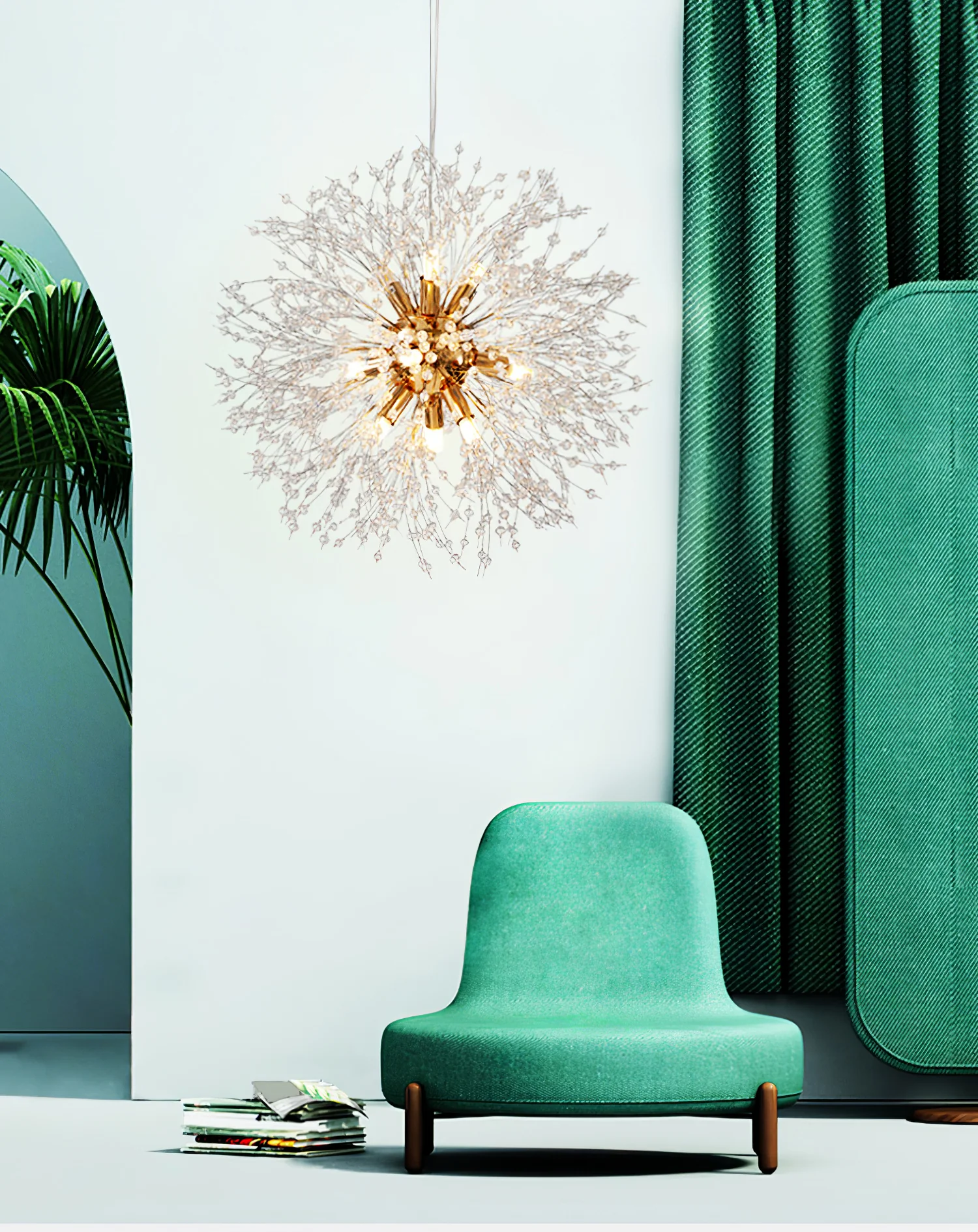 Люстра Crystal Dandelion - 12 плафонов ∅55см, хром
