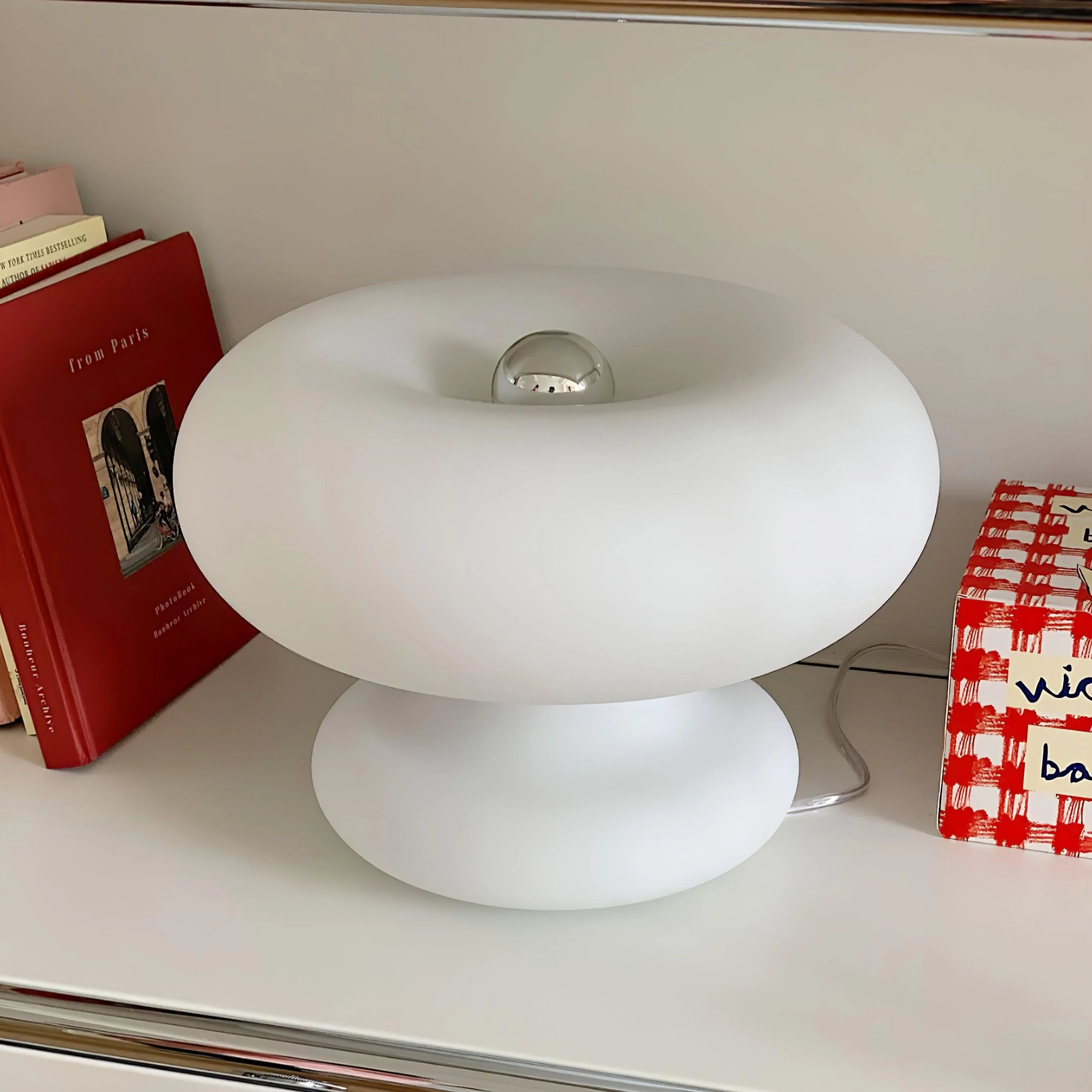 Donut Table Lamp - ∅ 11″ x H 7.9″/ Dia 28cm x H 20cm / White / UK plug