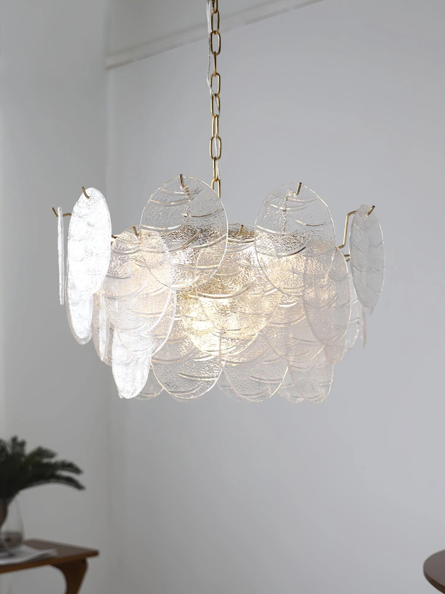 Люстра Glass Disc - 4 подвеса ∅40см x 27см, золотой, стекло