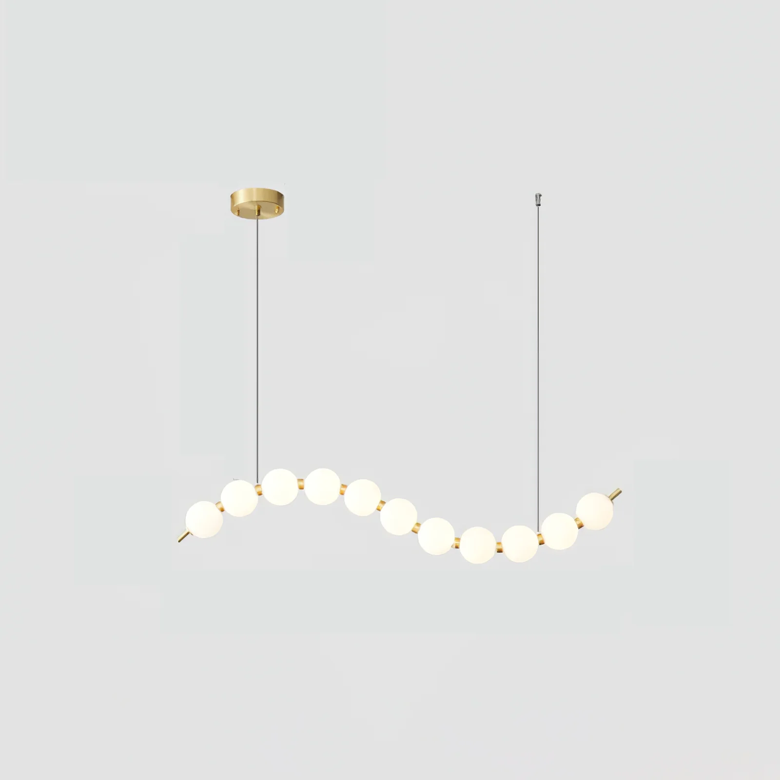 Люстра Acrylic Pearl Necklace - ∅70см x 200см, латунь, белый, теплый свет