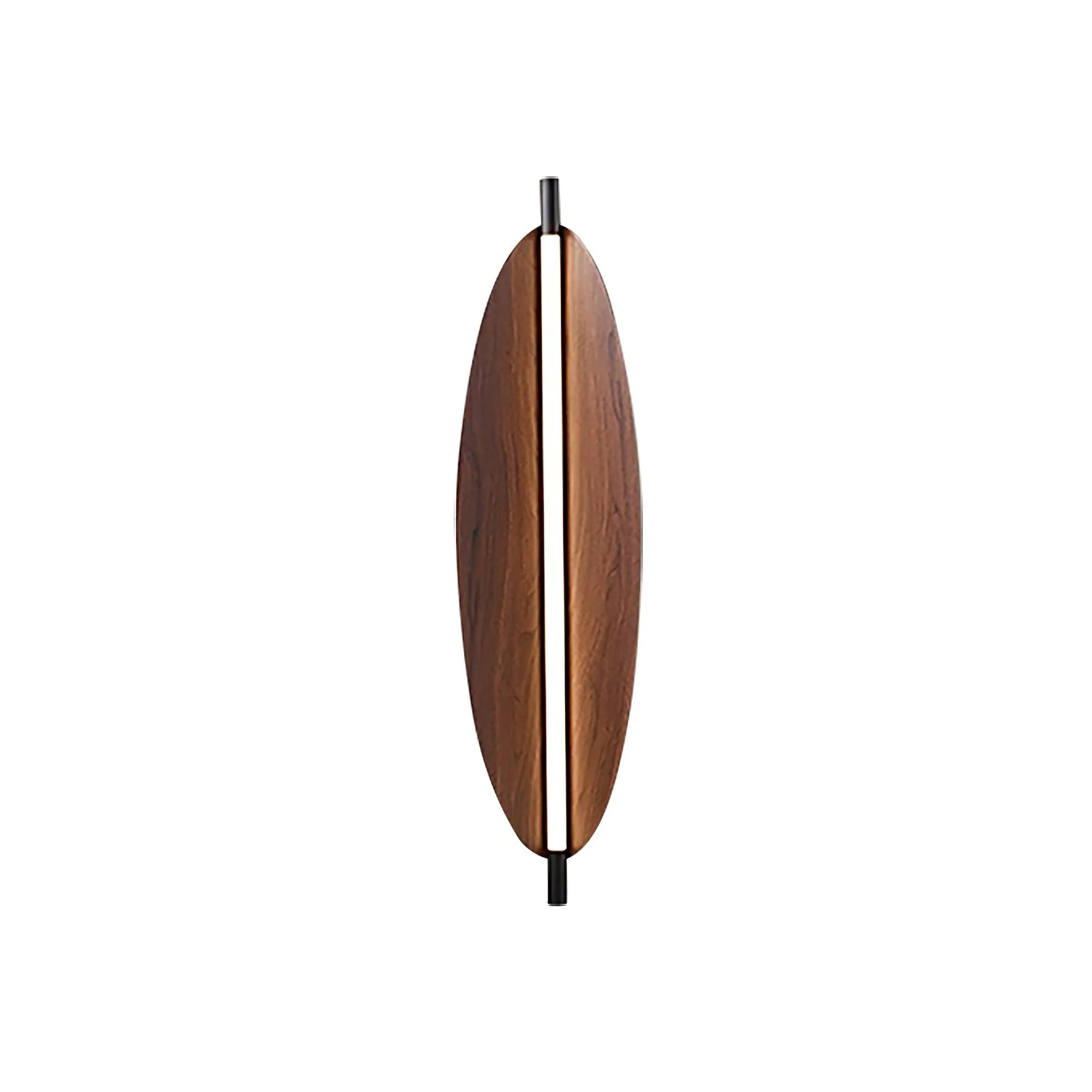Sleek Board Sconce - ∅ 7.1″ x H 23.6″ / ∅ 18cm x H 60cm Set of 2 / Hydrographic Walnut Wood Grain Finish / Warm Light