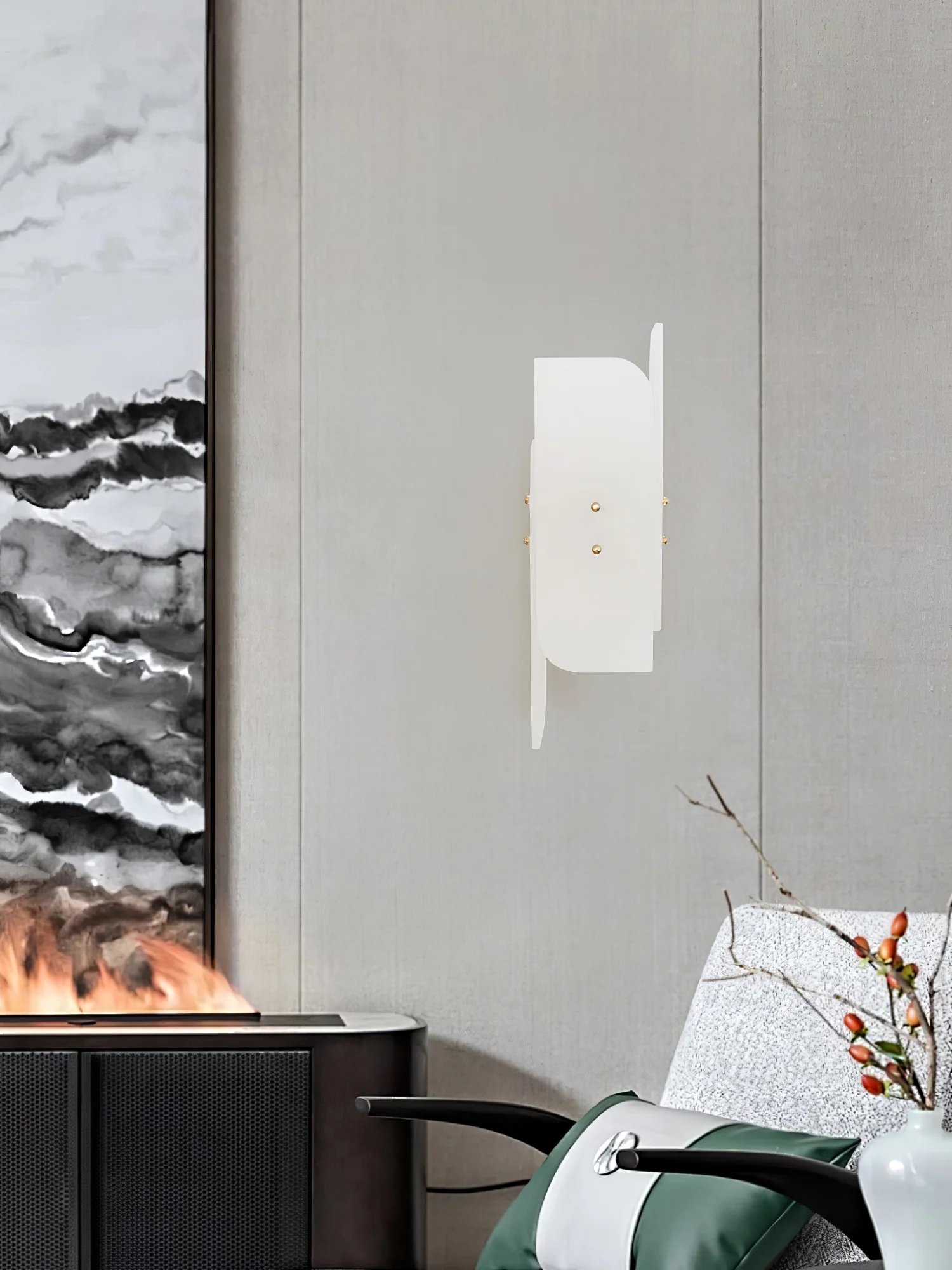 Megalith Alabaster Wall Light - ∅ 5.9″ x H 15.7″ / Dia 15cm x H 40cm / Brass & White / Set of 2
