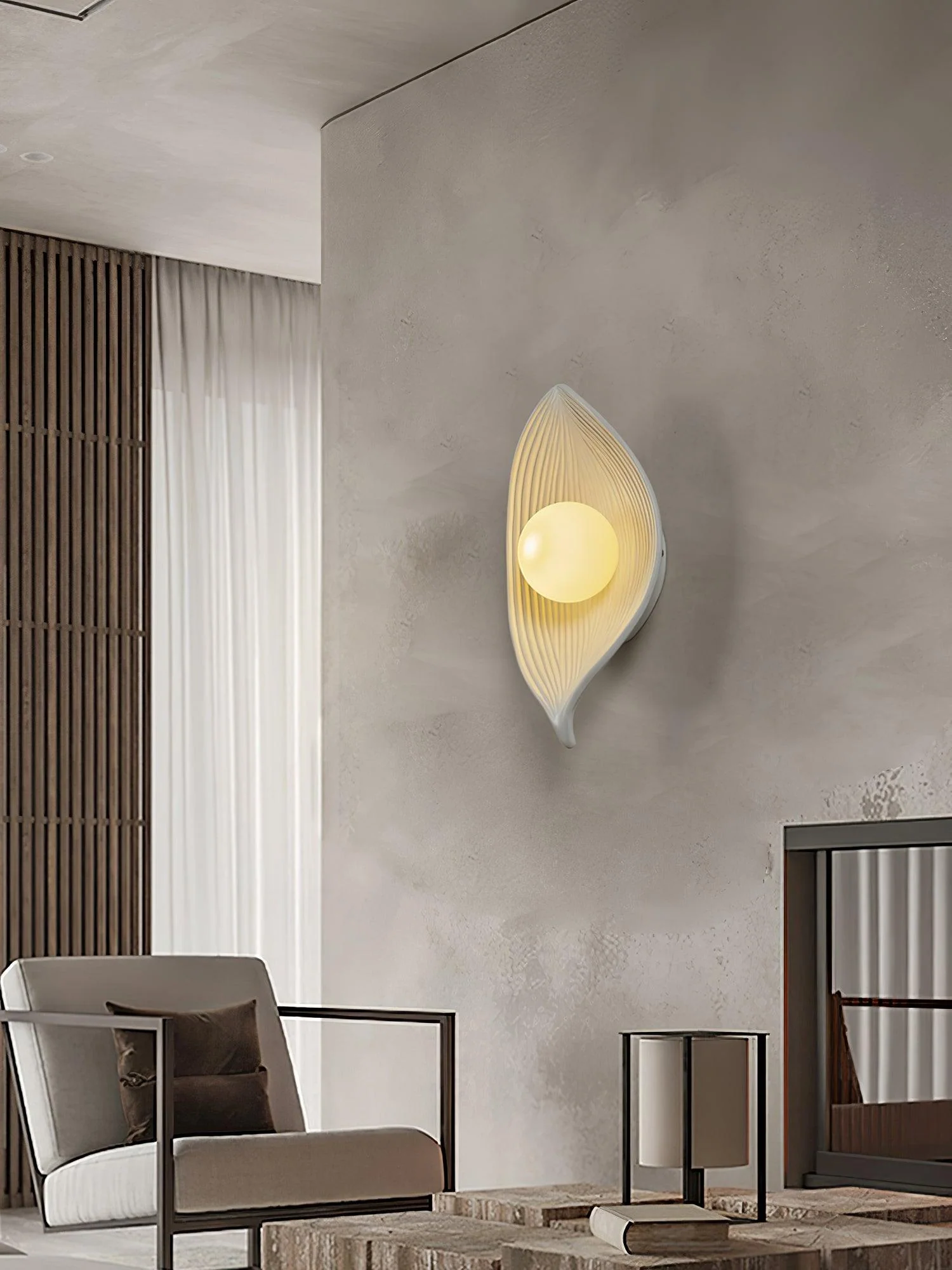 Leaf Canoe Wall Sconce - ∅ 6.3″ x H 11.8″ Set of 2 / White