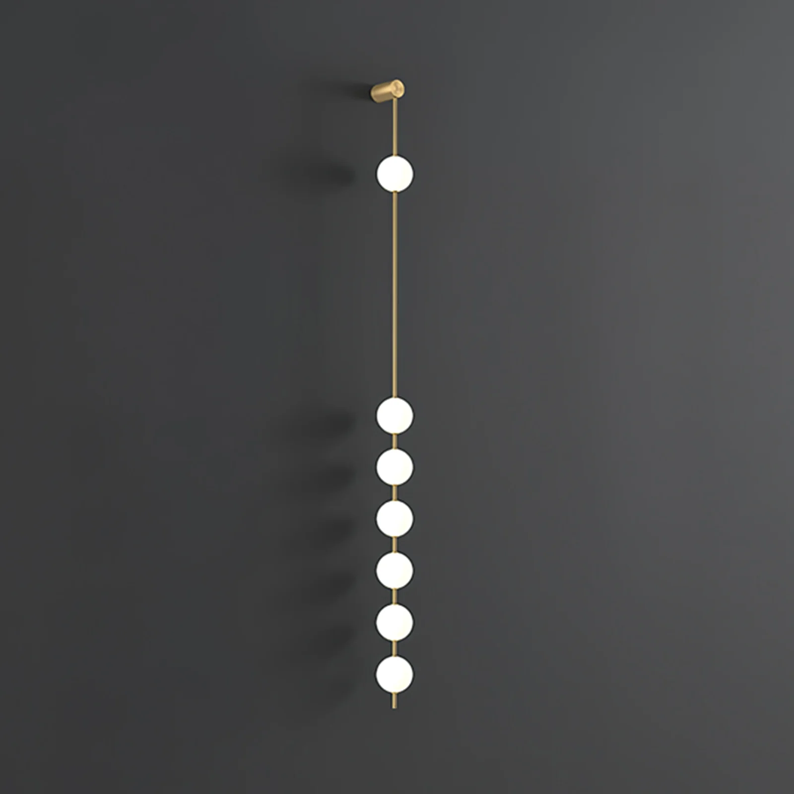 Vertical Balls Wall Lamp - 5 Lamps Set of 2 / Nickel & Glass Ball / Neutral Light