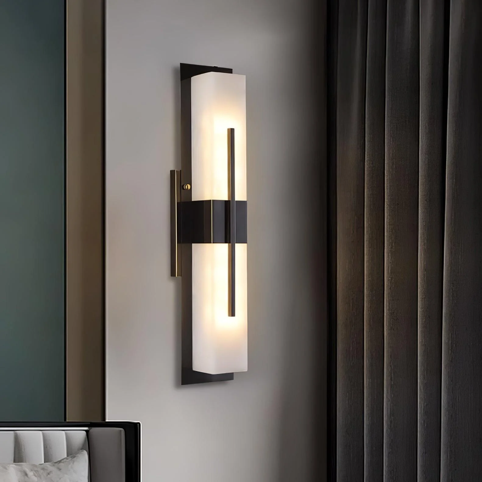 Possini Outdoor Wall Light - Set of 2 / Black & White / Cool Light