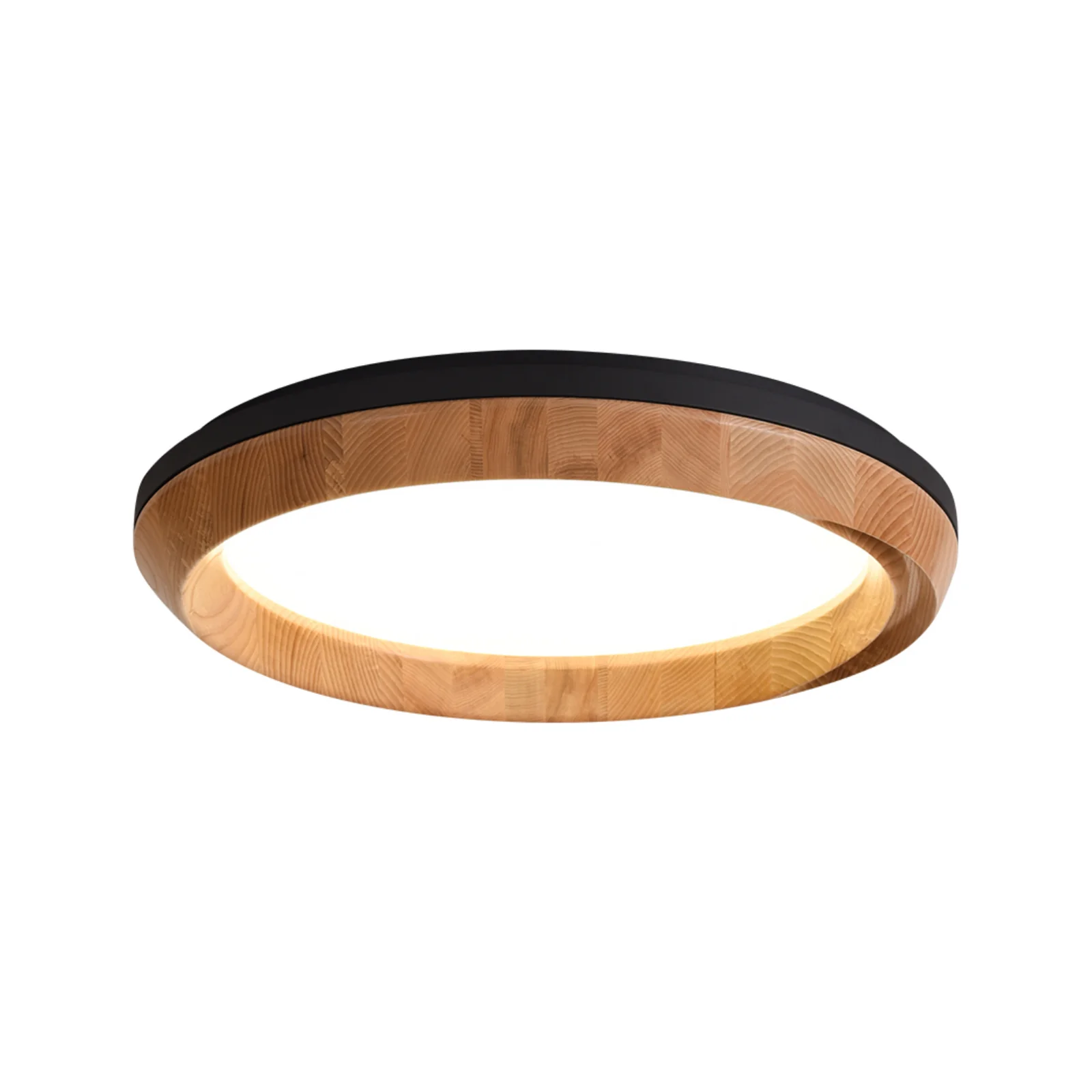 Потолочный светильник Ripple Wood - ∅45см x 13см, черный, орех, теплый свет