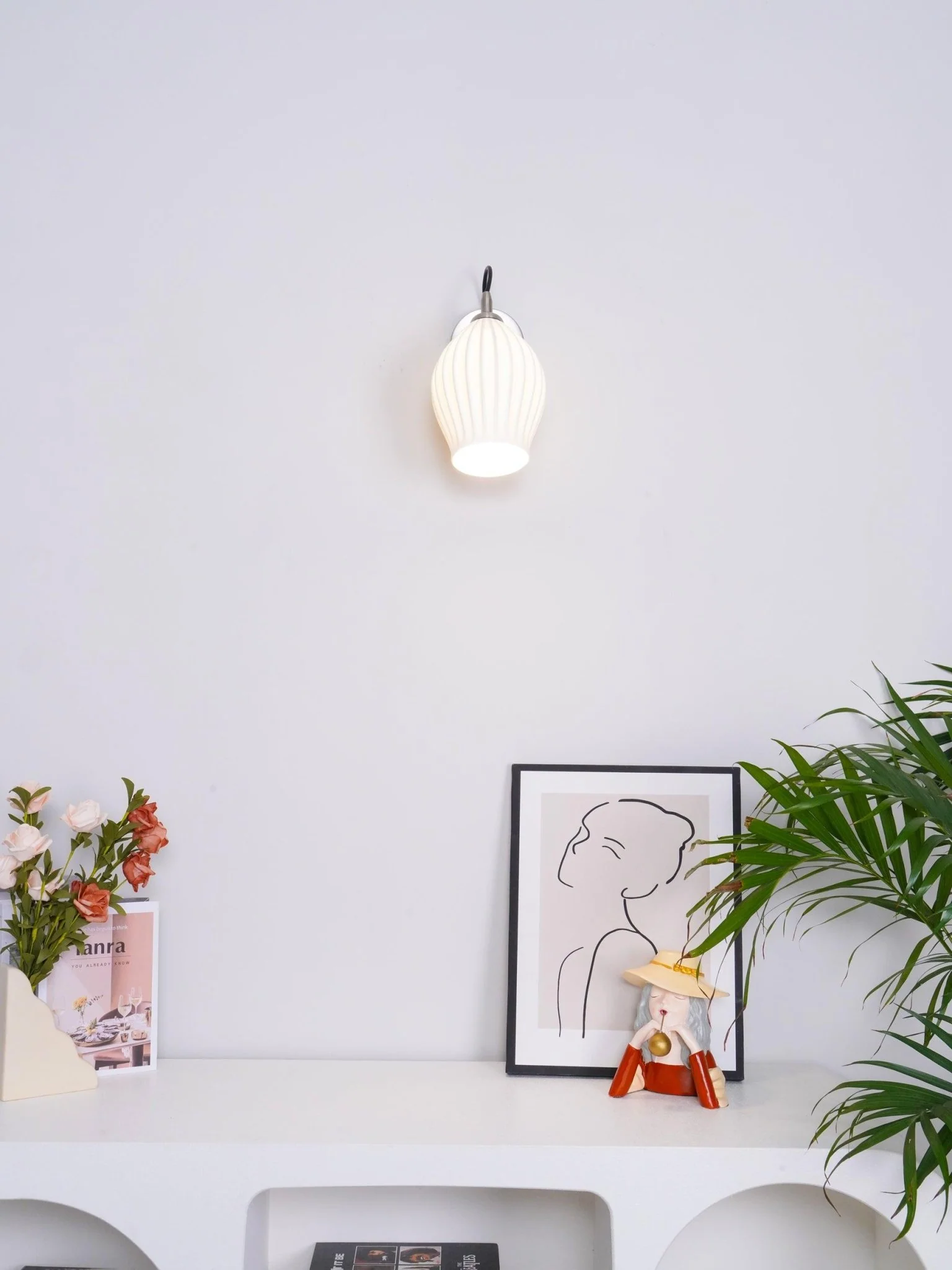 Ceramic Ribbed Wall light - Set of 2 / Copper