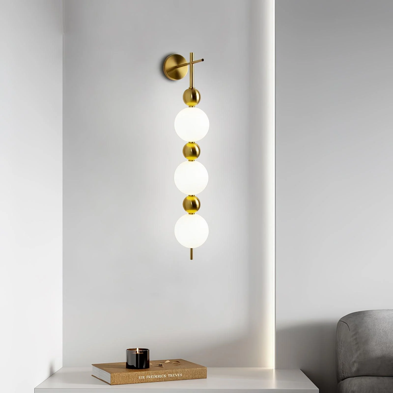 Candied Haws String Wall Lamp - ∅ 10.2″ x H 32.3″ / ∅ 15cm x H 82cm Set of 2 / Gold & White / Warm Light
