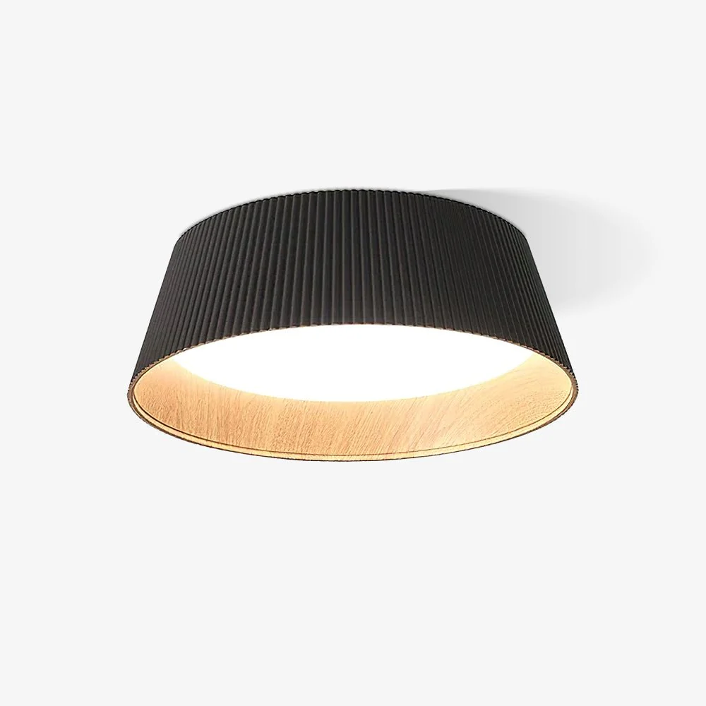 Потолочный светильник Modern Ribbed - ∅46см x 15см, черный, холодный свет