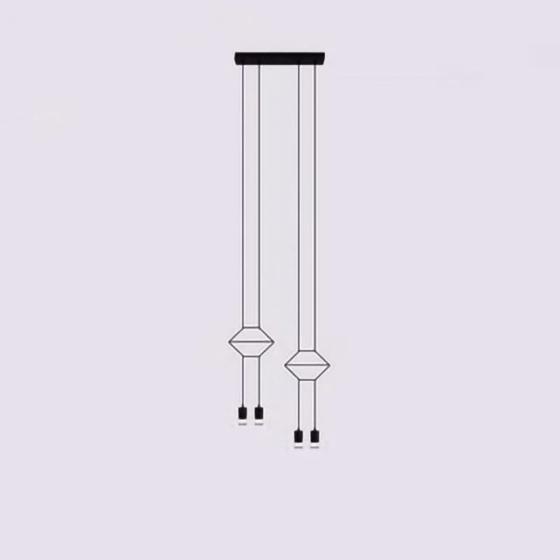 Подвесной светильник Line Art - 4 подвеса 45см x 200см, черный