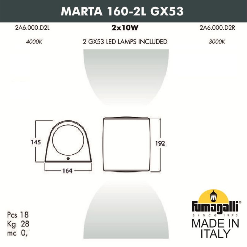 Архитектурная и фасадная подсветка FUMAGALLI MARTA черный, прозрачный 2A6.000.000.AXD2L