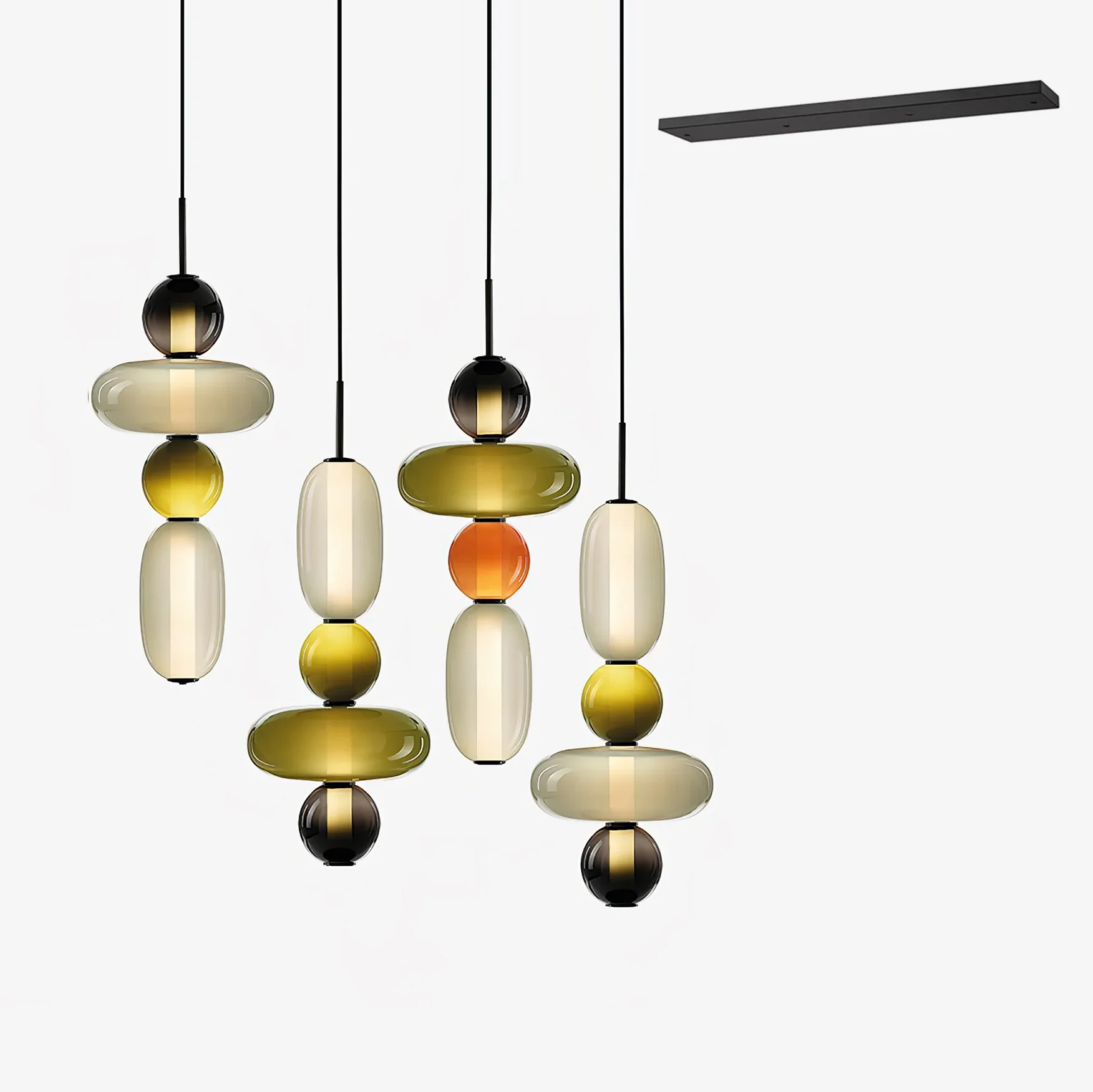 Подвесной светильник Candied Glass Combo - круглое крепление, 3 подвеса ∅30см x 150см, холодный свет