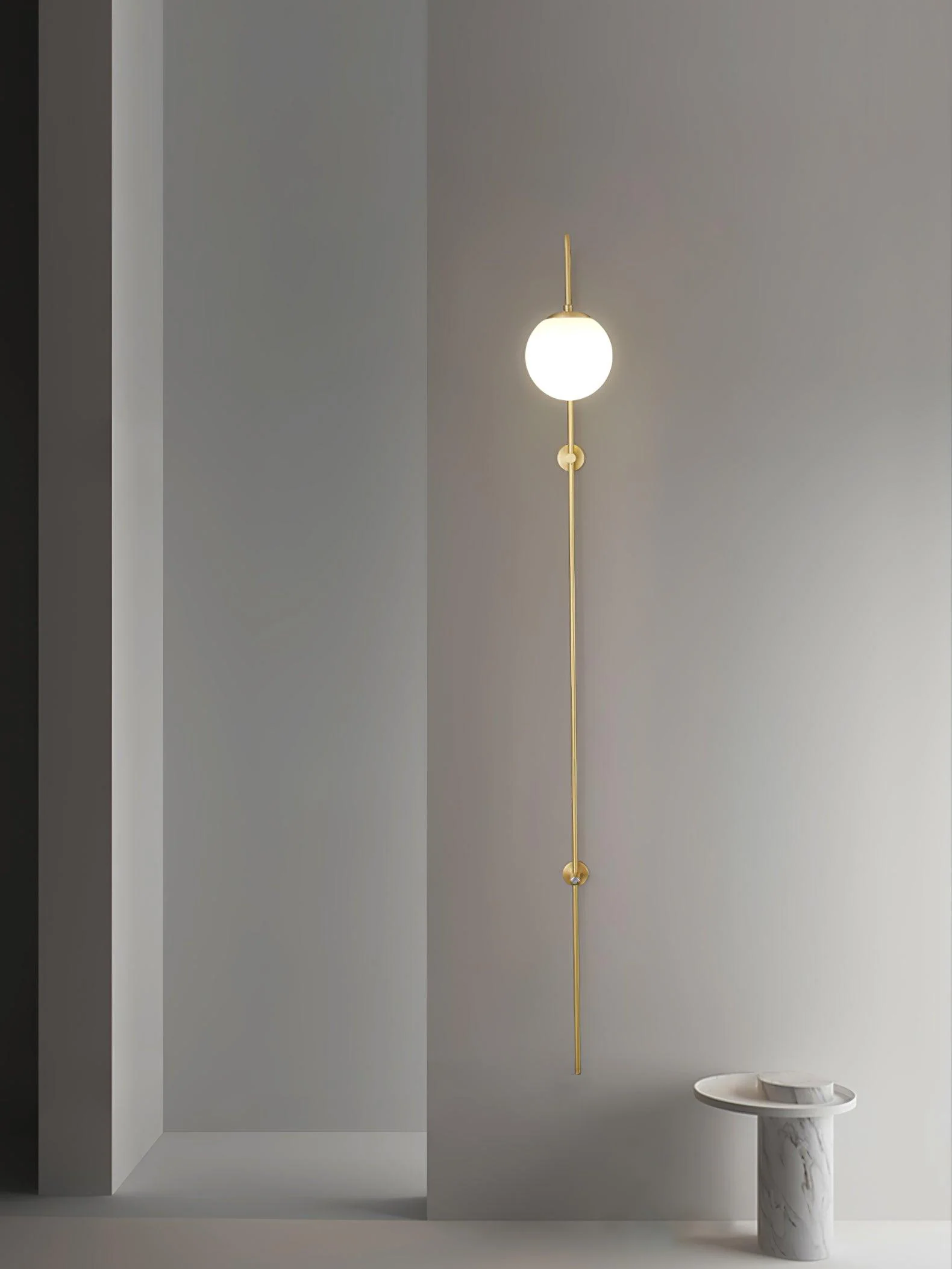 Настенный светильник Globe Brass - ∅15см x 120см, золотой, белый