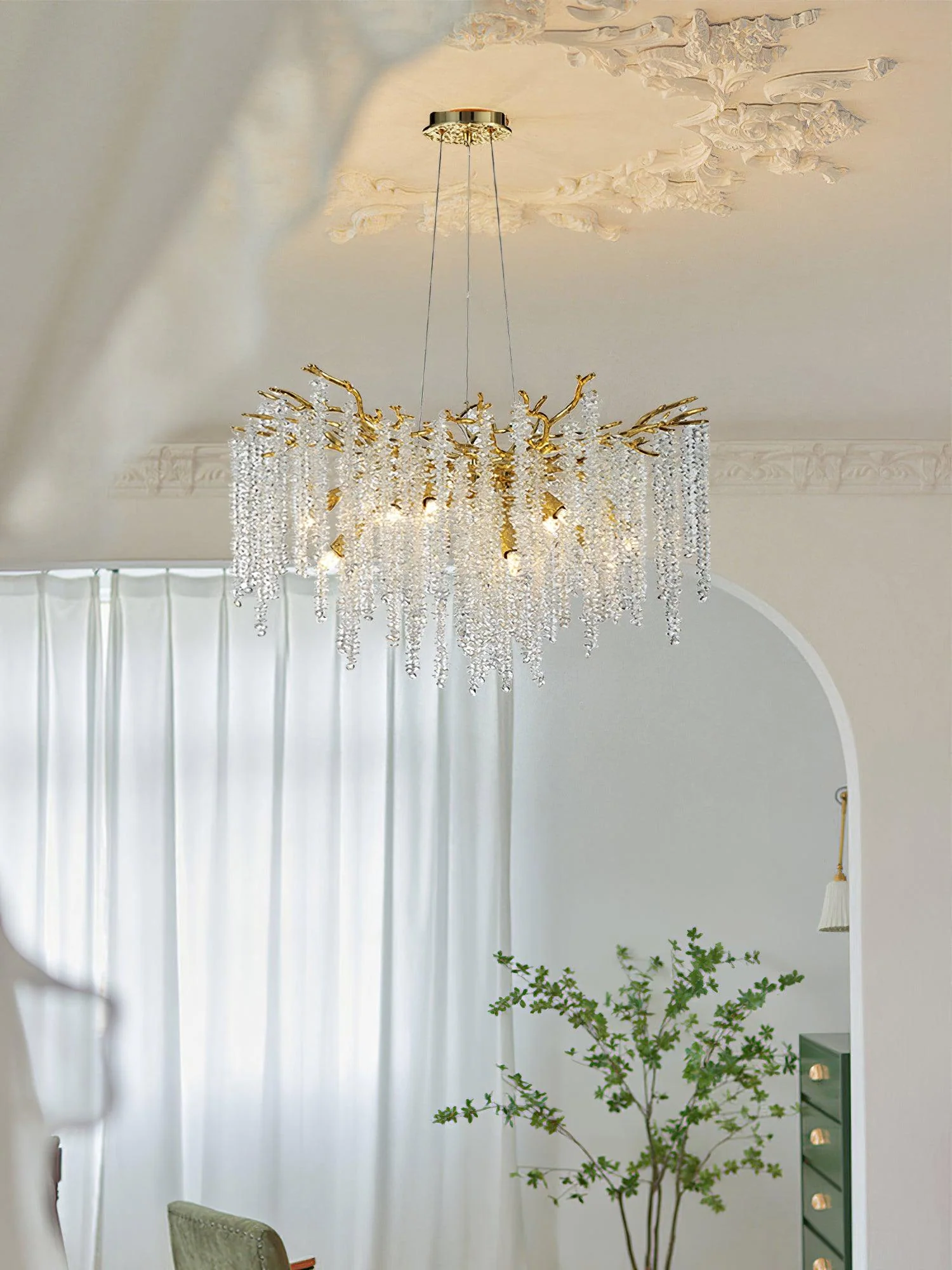 Люстра Albero Crystal - 14 подвесов ∅100см x 40см, золотой, стекло