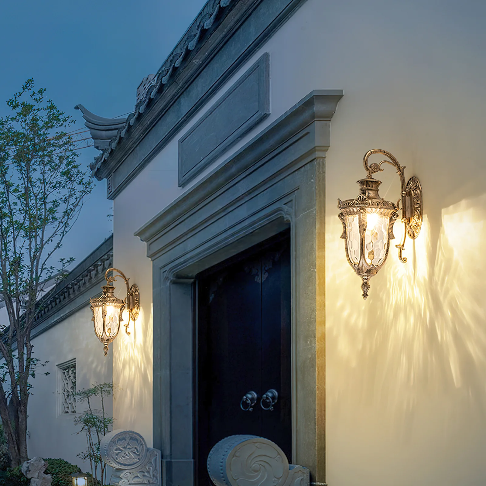 Heritage Outdoor Wall Lamp - L 10.2” x W 7.5” x H 20.5” / Gold / Set of 2