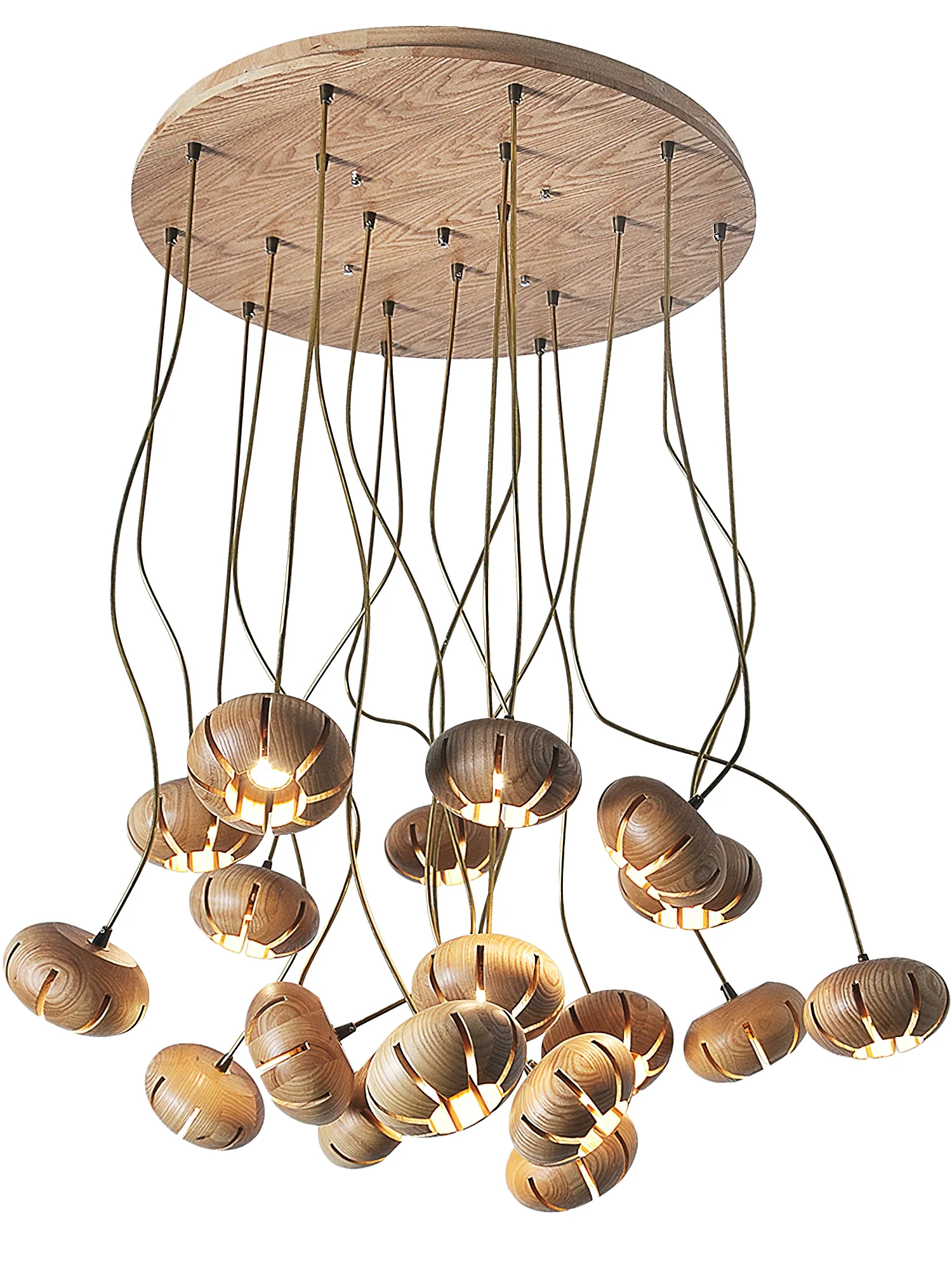 Люстра Wood Pumpkin Cluster - 19 плафонов ∅60см х 95см, орех
