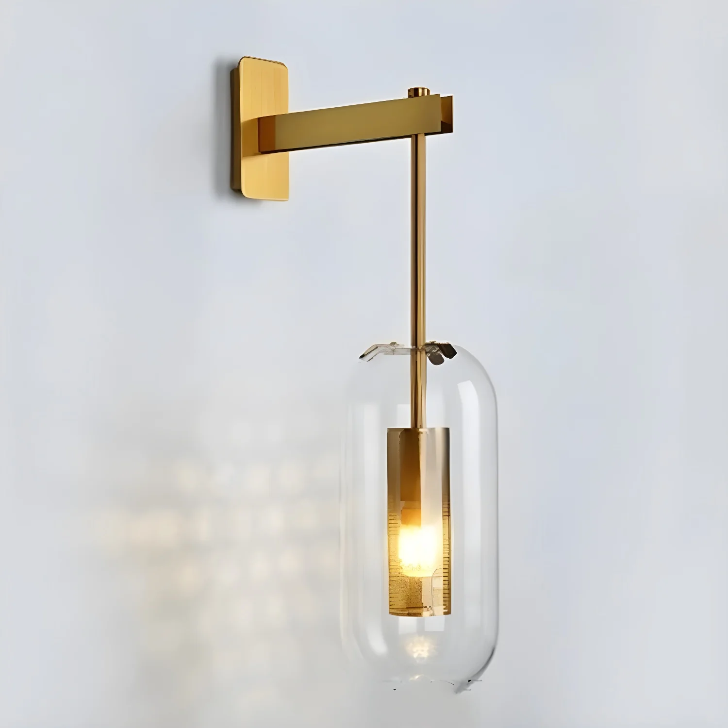 Vadim Glass Wall Lamp - ∅ 9.8″ x H 23.6″ / Dia 25cm x H 60cm Set of 2 / Black & Clear glass