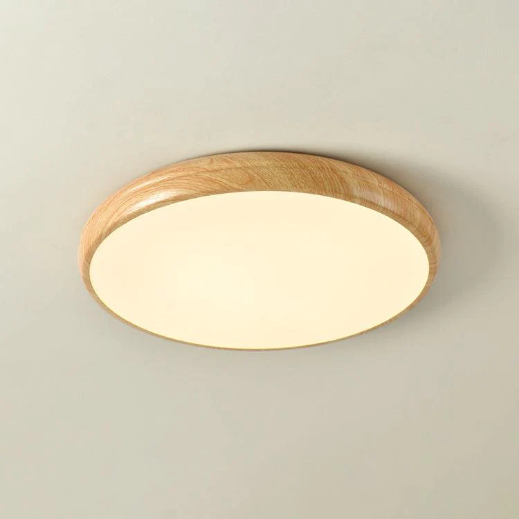 Потолочный светильник Wood Grain Round - модель A ∅30см x 9см, орех, белый, теплый свет