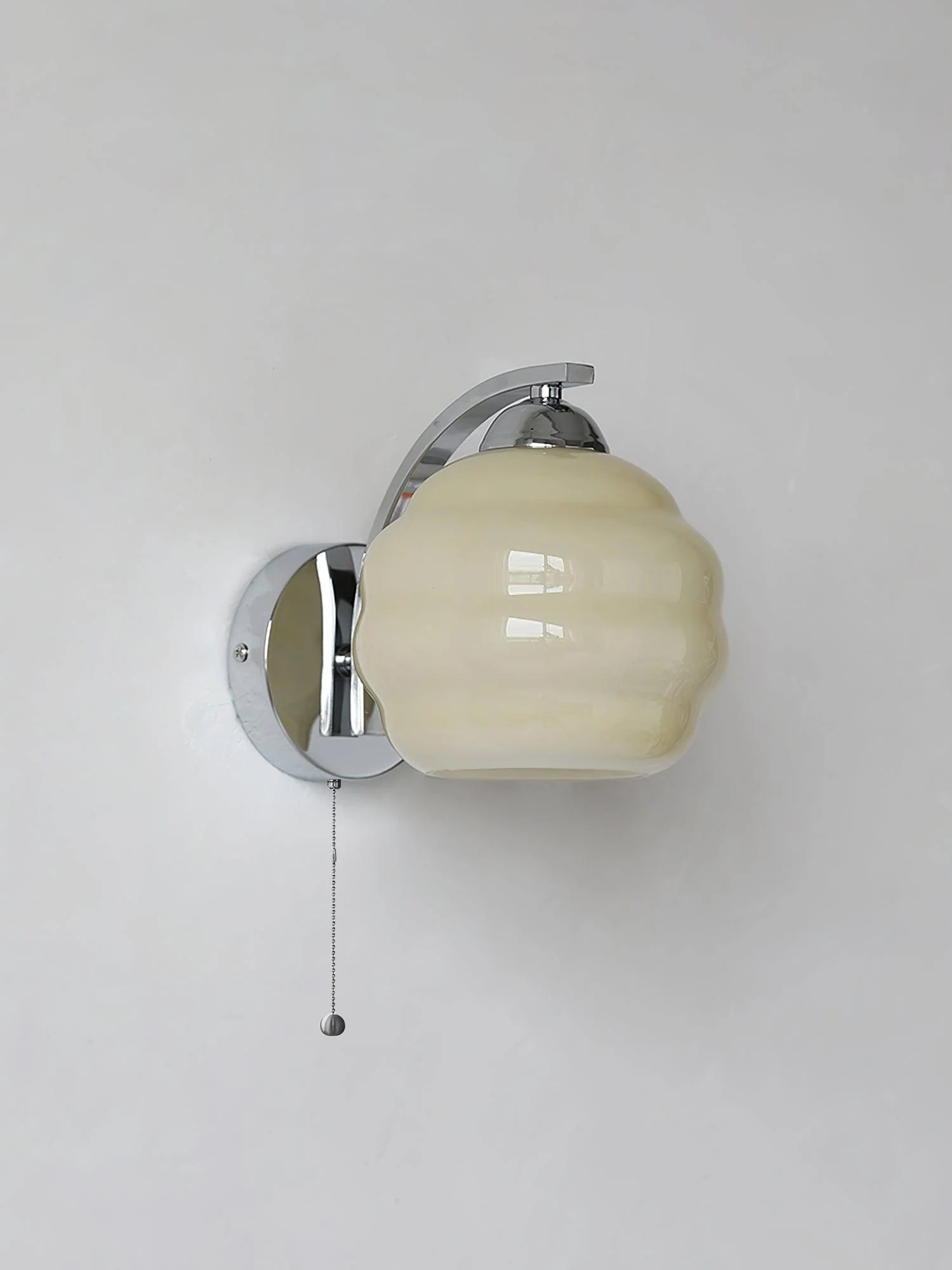 Gatsby Wall Lamp - ∅ 5.9″ x H 6.3″ / Dia 15cm x H 16cm / Chrome+Beige / Set of 2