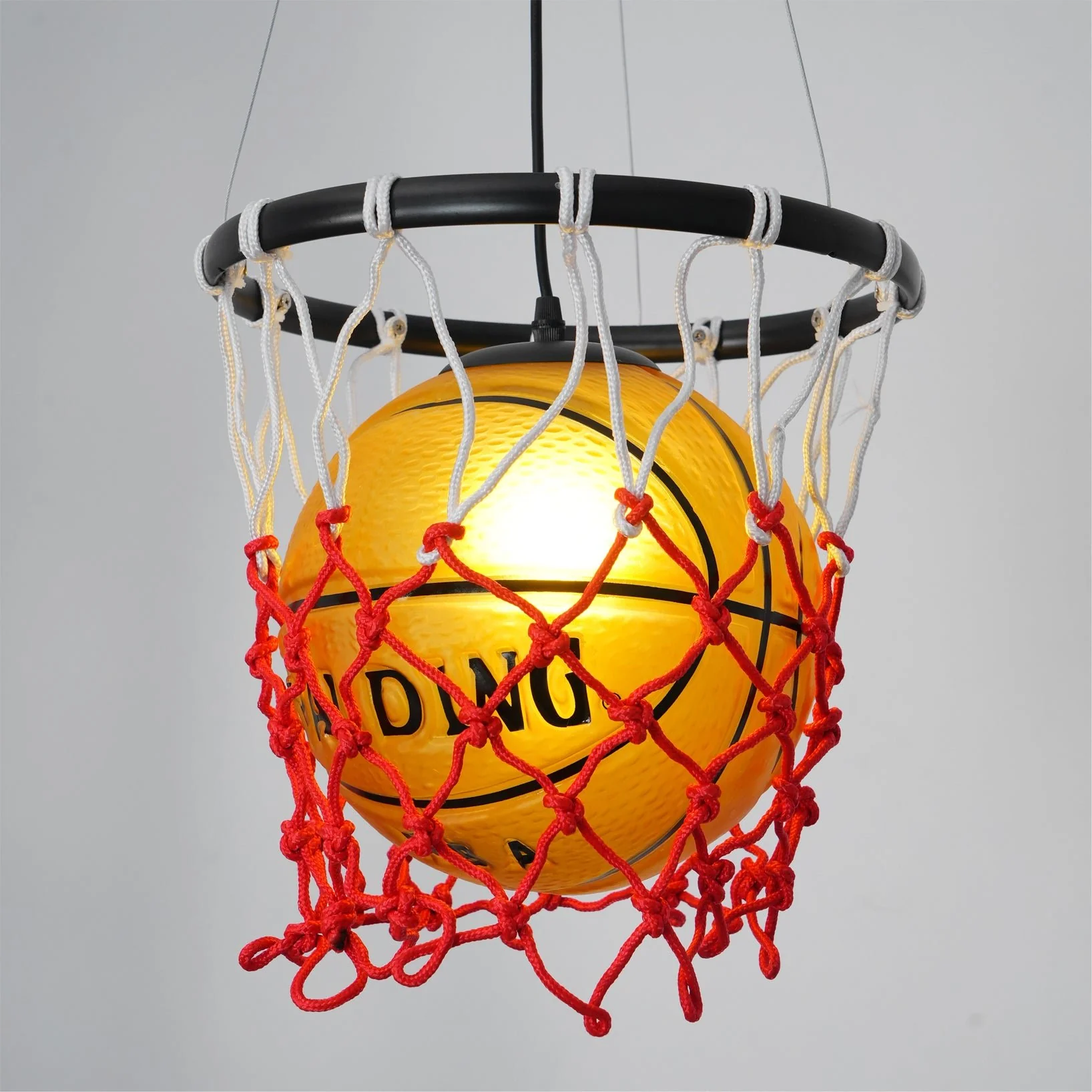 Подвесной светильник Basketball - ∅32см x 35см, черный, желтый, холодный свет