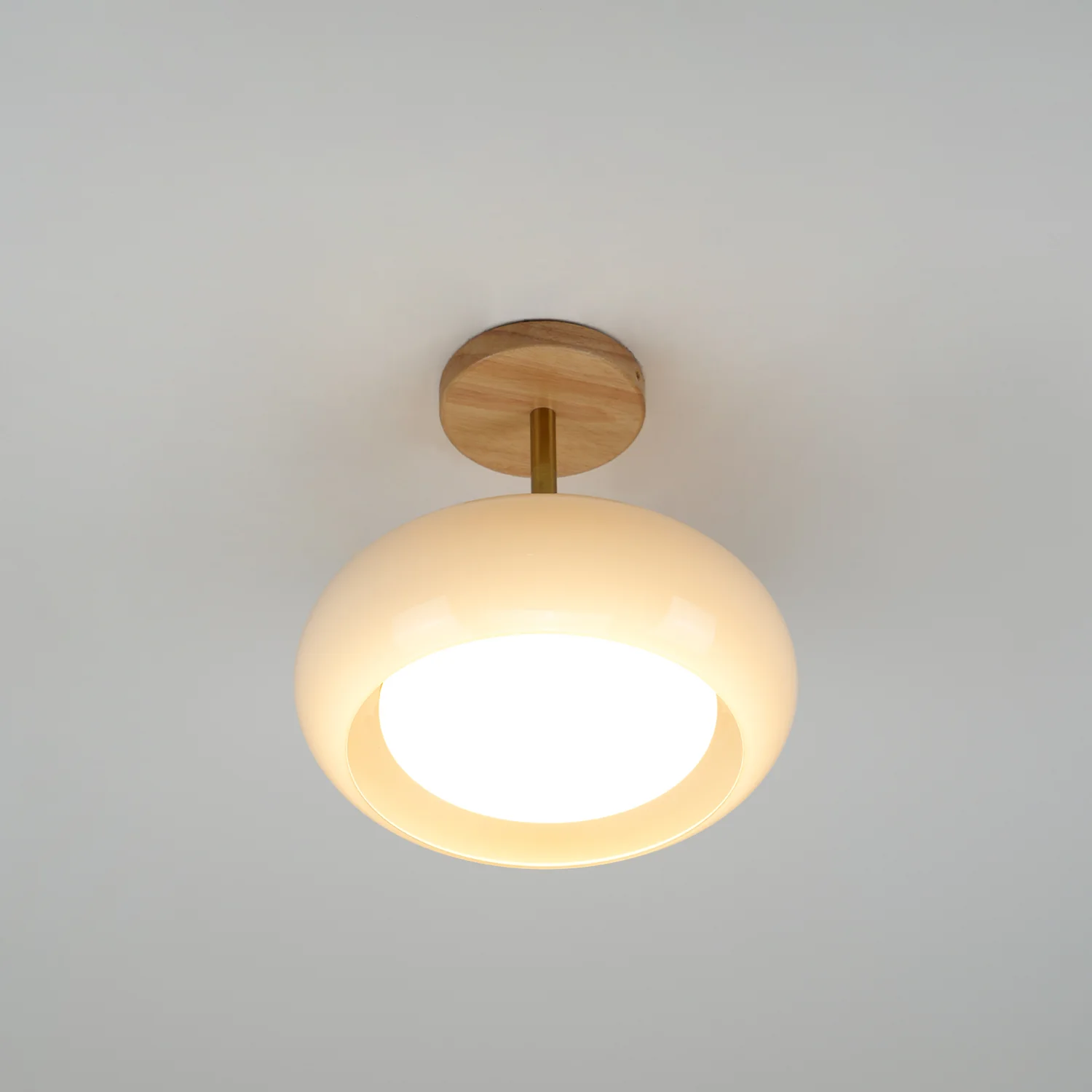 Потолочный светильник Plafonnier - ∅28см x 20см, дерево, оранжевый