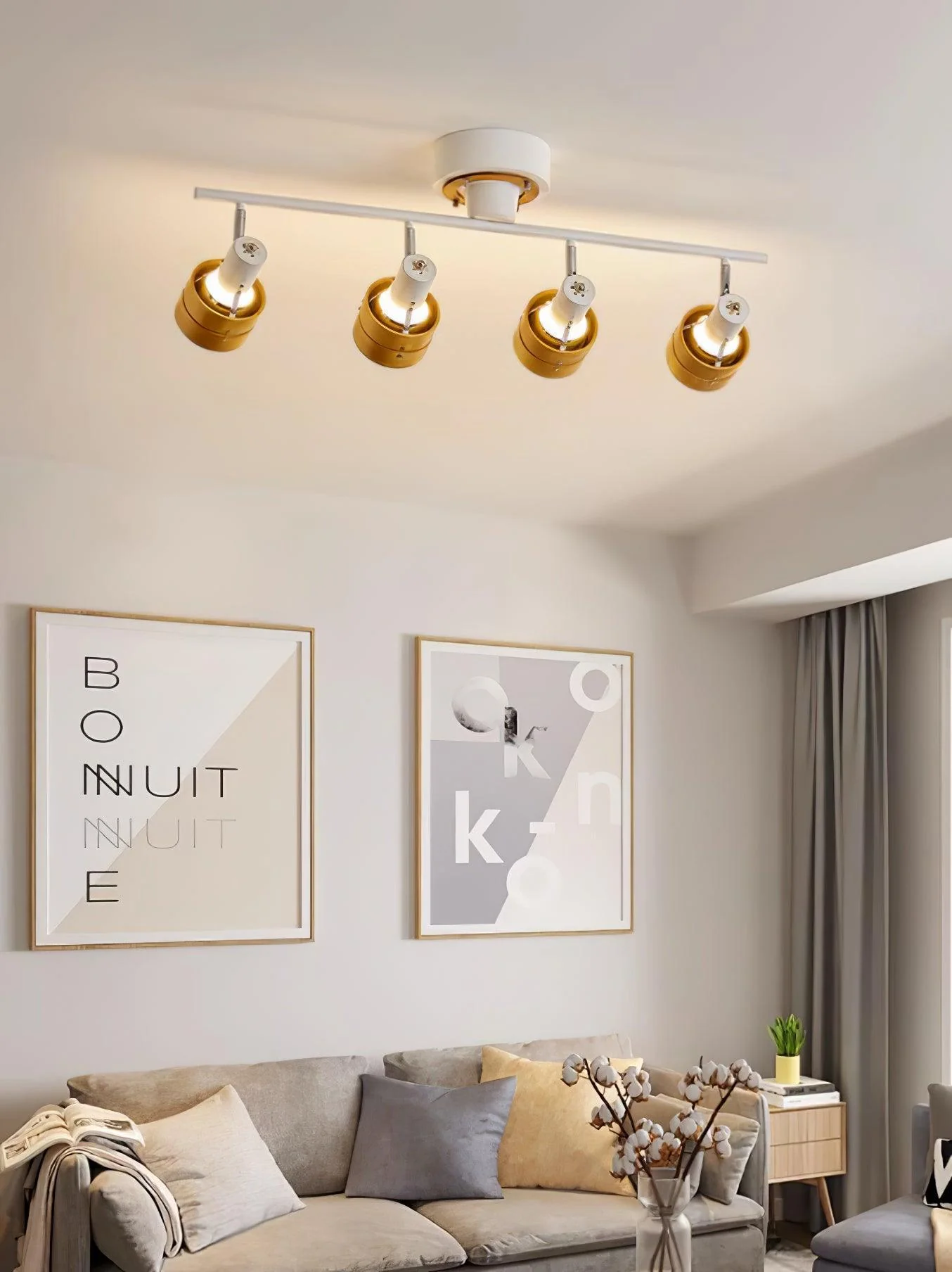 Потолочный светильник Wooden Adjustable Spot - 80см x 26см, дуб, белый