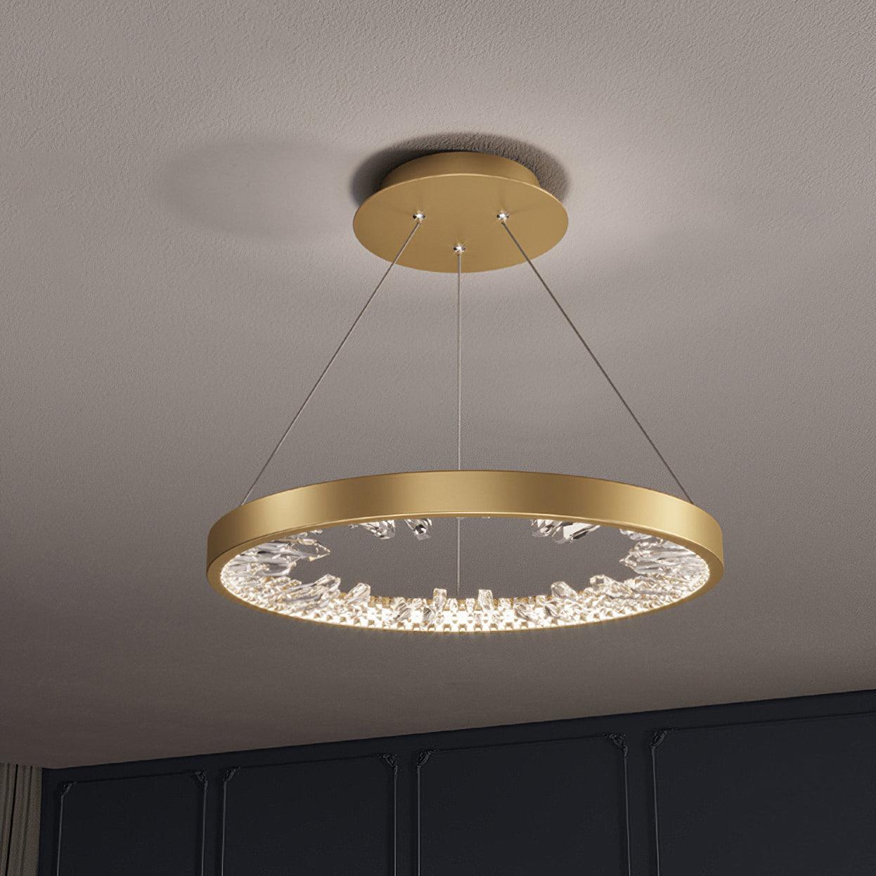 Люстра Luxury Circle Crystal - ∅80см x 4см, золотой, теплый свет
