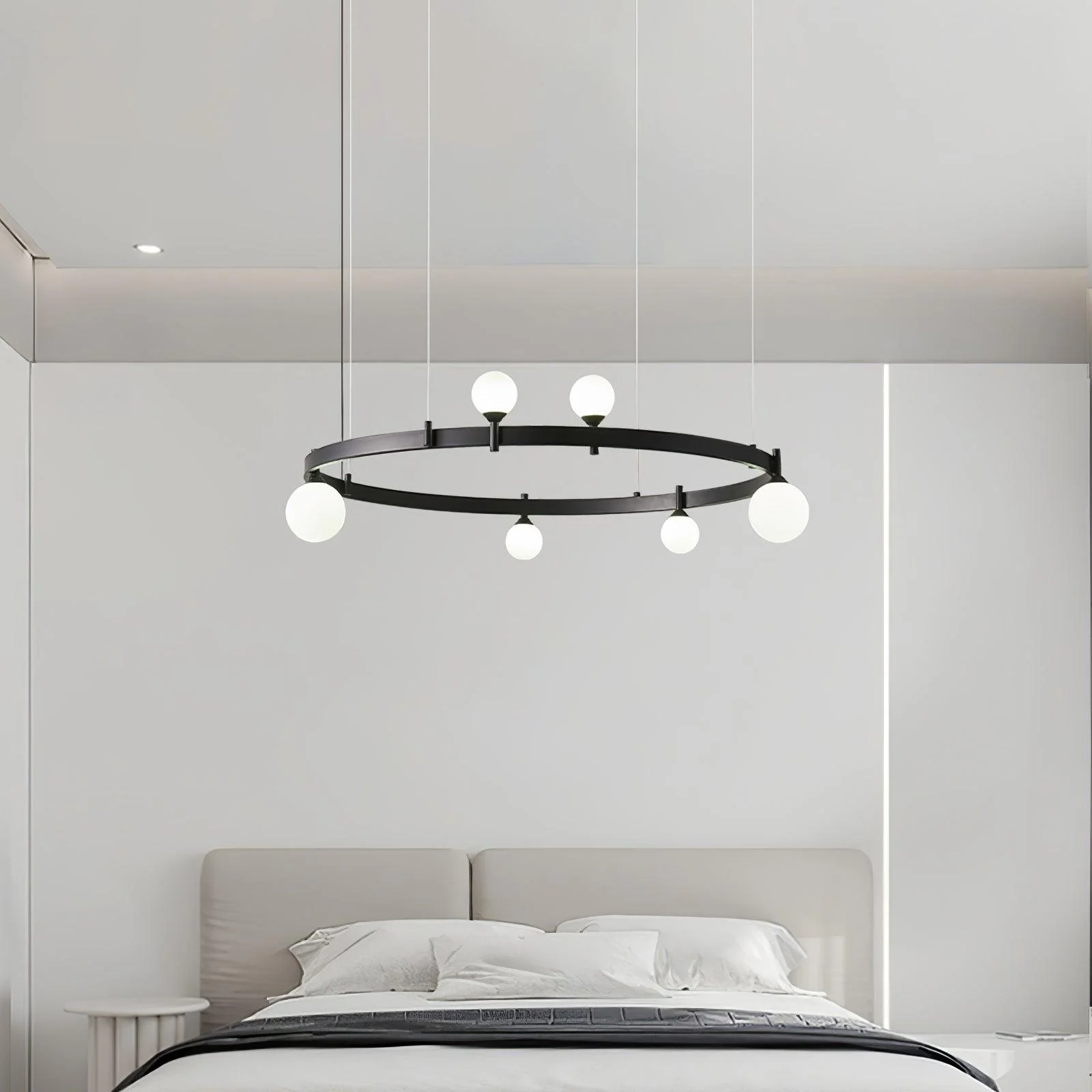 Люстра Pomi Round - ∅102см x 25см, черный, белый