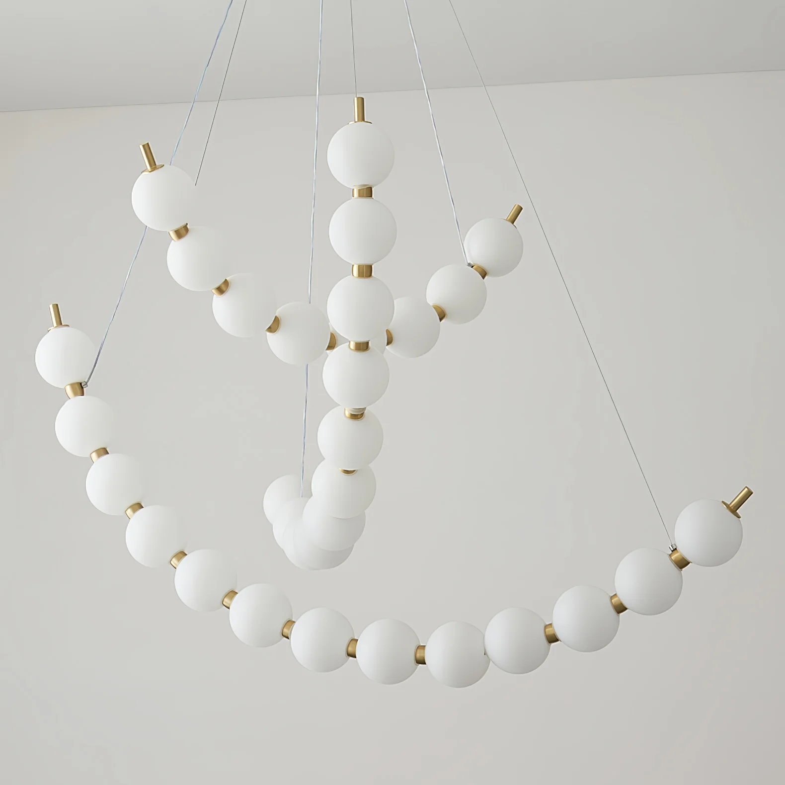 Люстра Acrylic Pearls - модель B ∅125см x 15см, латунь, белый, нейтральный свет