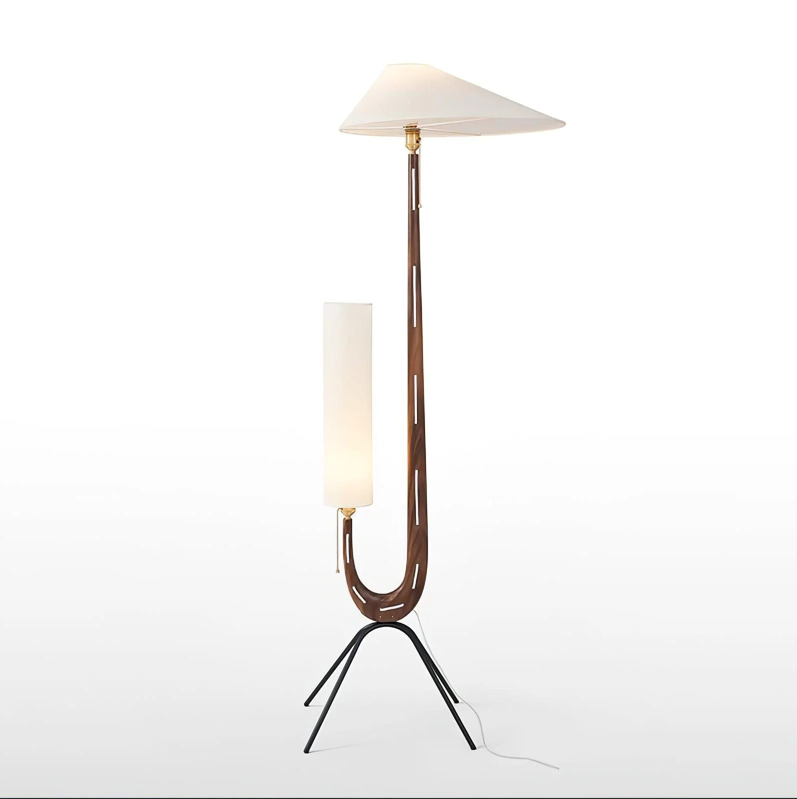 Giraffe Floor Lamp - ∅ 21.6″ x H 63.7″ / Dia 55cm x H 162cm / Walnut & White & Stainless steel / UK plug