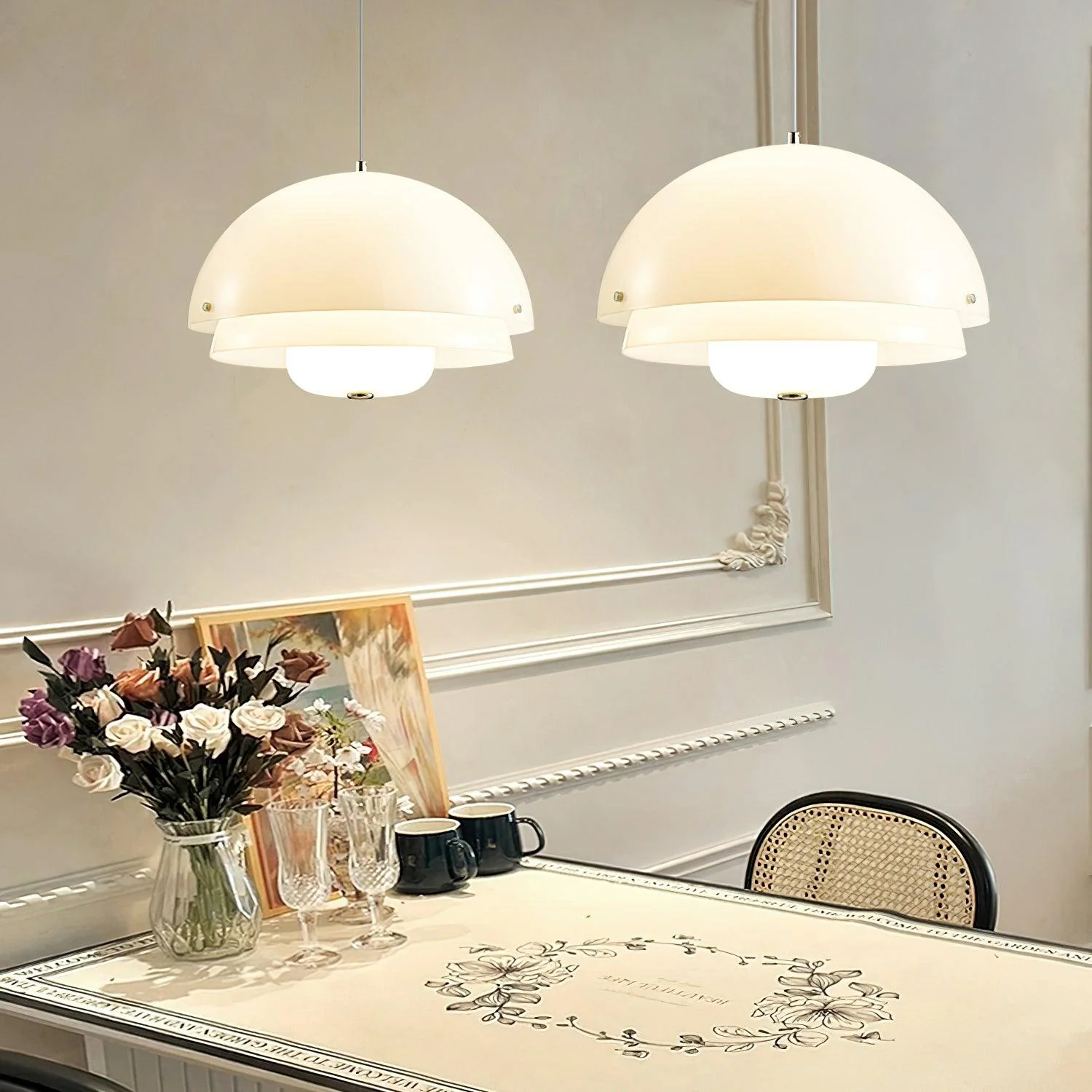 Подвесной светильник Milk White Layer - ∅40см x 29см, белый