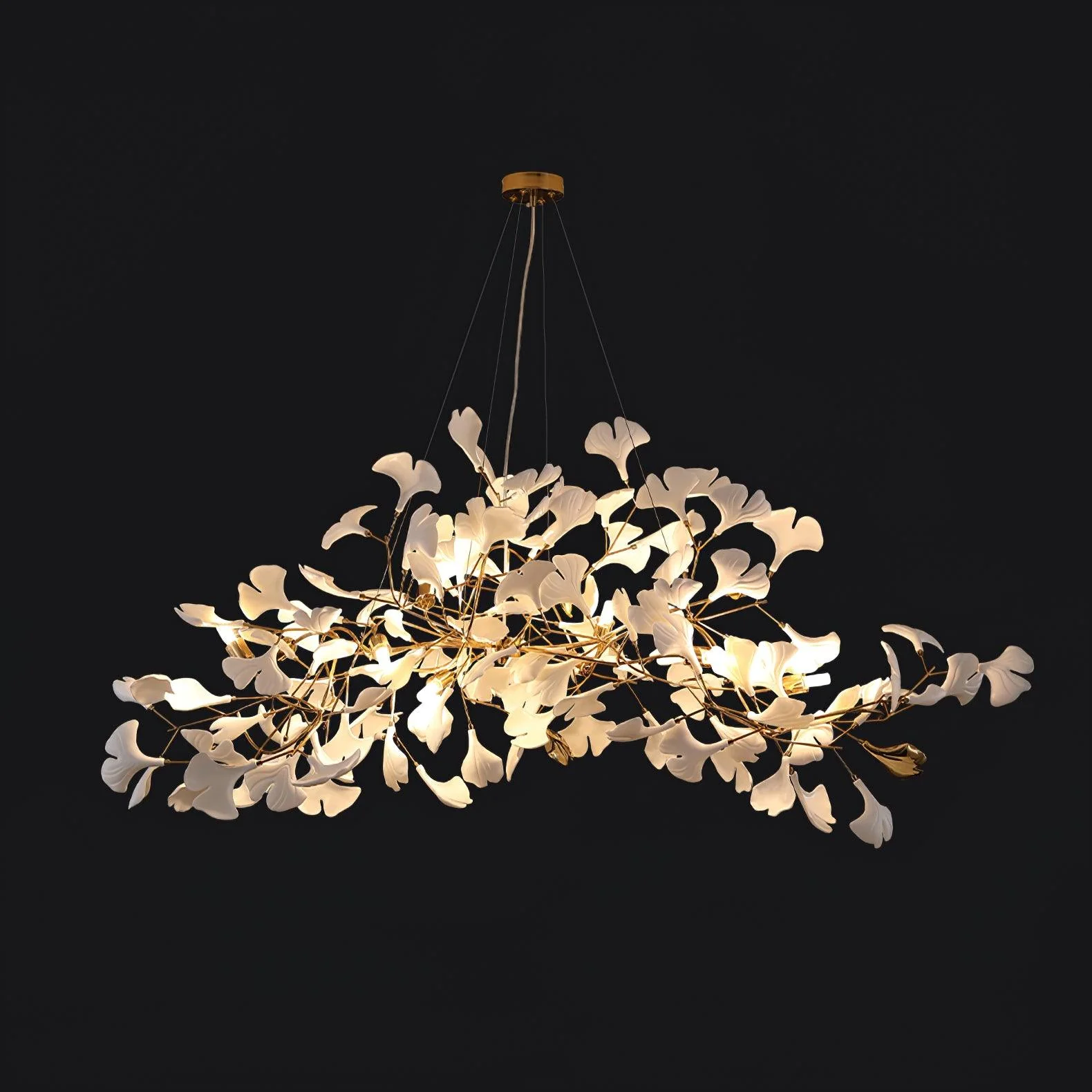 Люстра Gingko N - 180см x 70см x 55см, никель, белый
