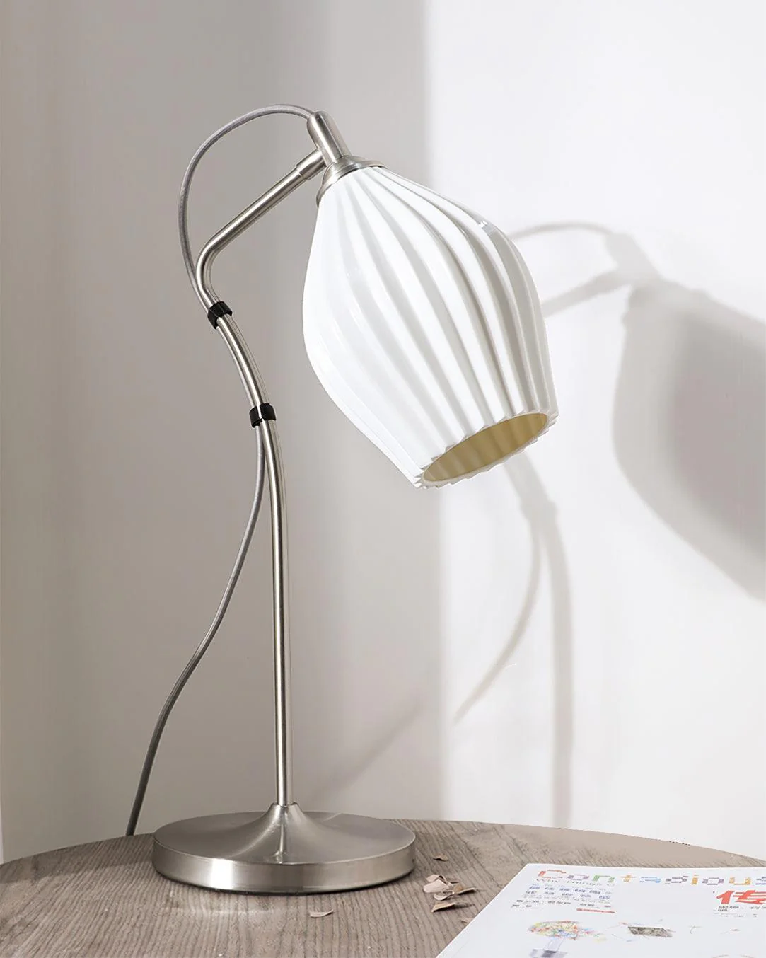 Ceramic Ribbed Table Lamp - ∅ 10.2″ x H 22″ / Dia 26m x H 56cm / Copper plating / AU plug