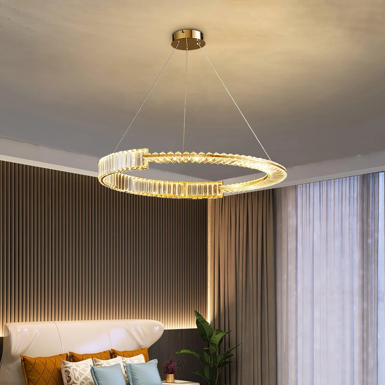 Люстра Stella LED - ∅100см x 8см, золотой, прозрачный, теплый свет