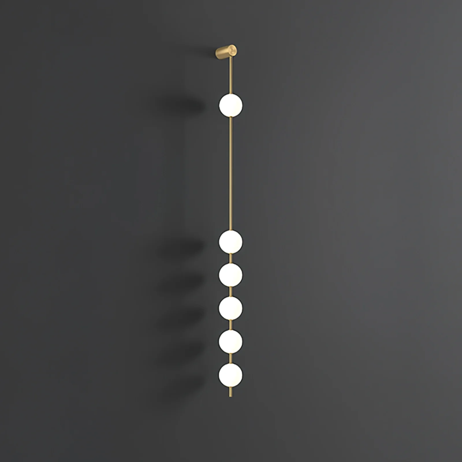 Vertical Balls Wall Lamp - 5 Lamps Set of 2 / Nickel & Glass Ball / Neutral Light