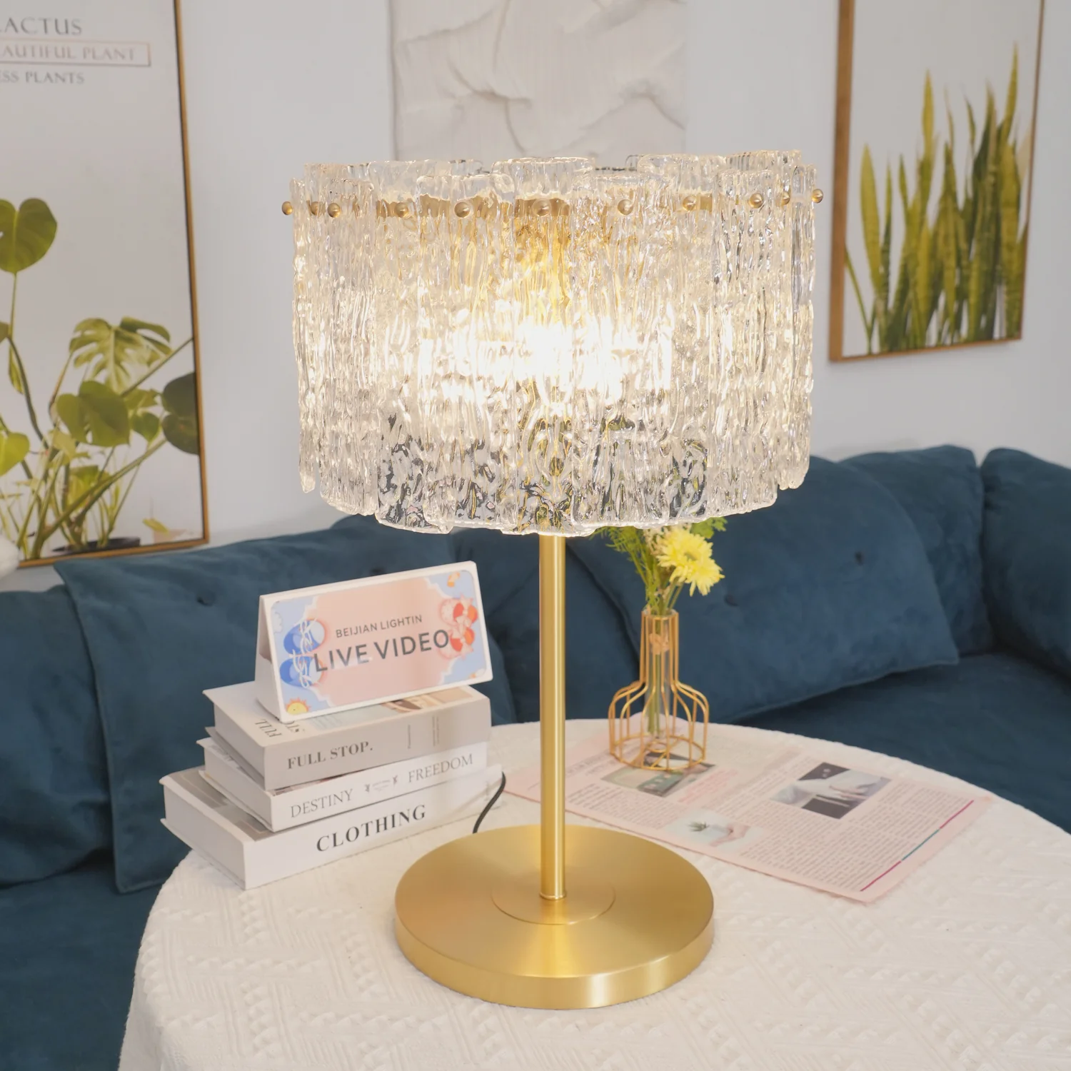 Skylar Table Lamp - ∅ 13.7″ x H 23.6″/ Dia 35cm x H 60cm / Brass & Clear / AU plug