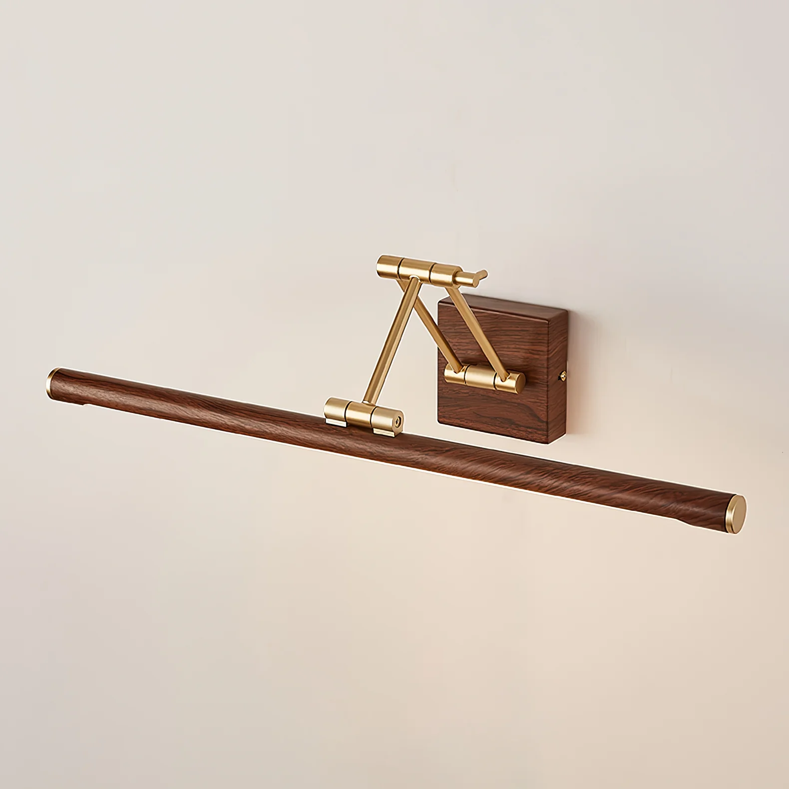 Walnut Color Linear Adjustable Wall Light - ∅ 27.5″ x H 3.9″ / Walnut Color & Warm Light / Set Of 2