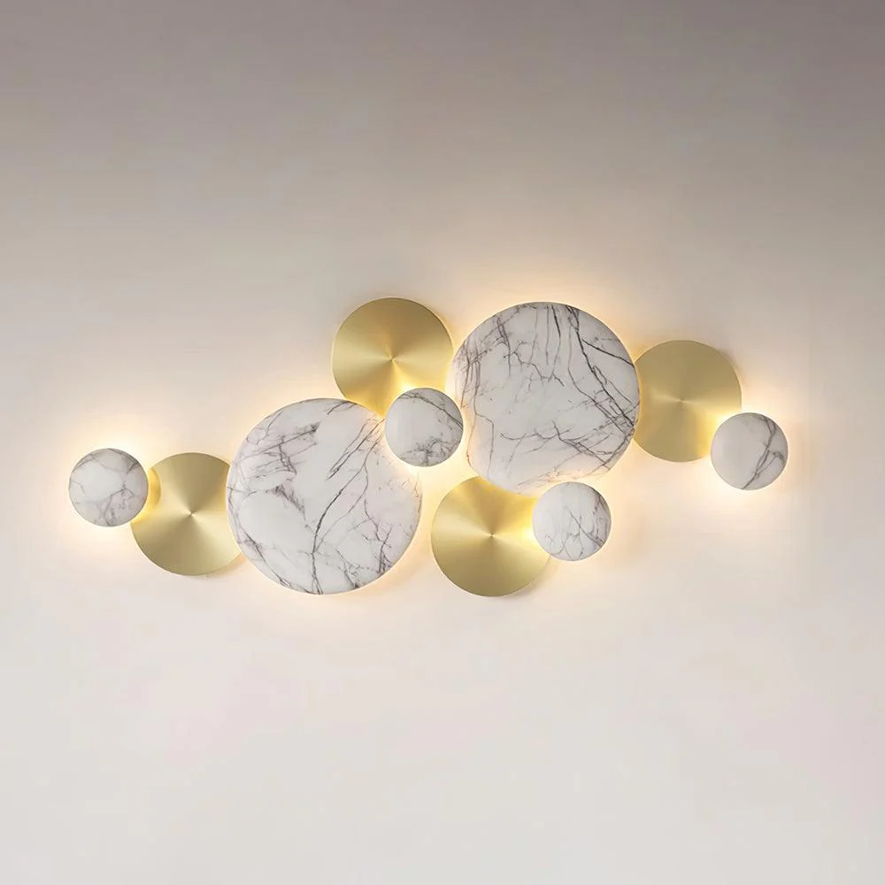 Luxury Pisco Wall Lamp - L 39.3″  x H 16.1″ Set of 2 / Gold & Marbling