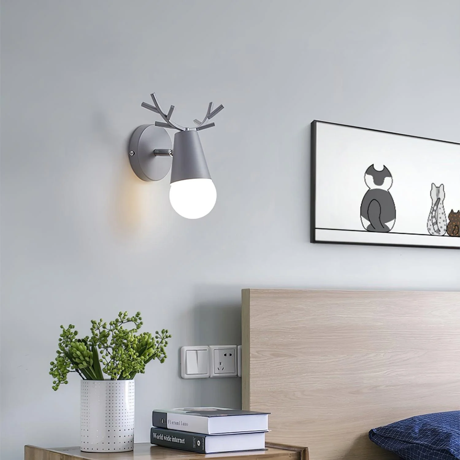 Yeknu Antler Wall Lamp - Set of 2 / White