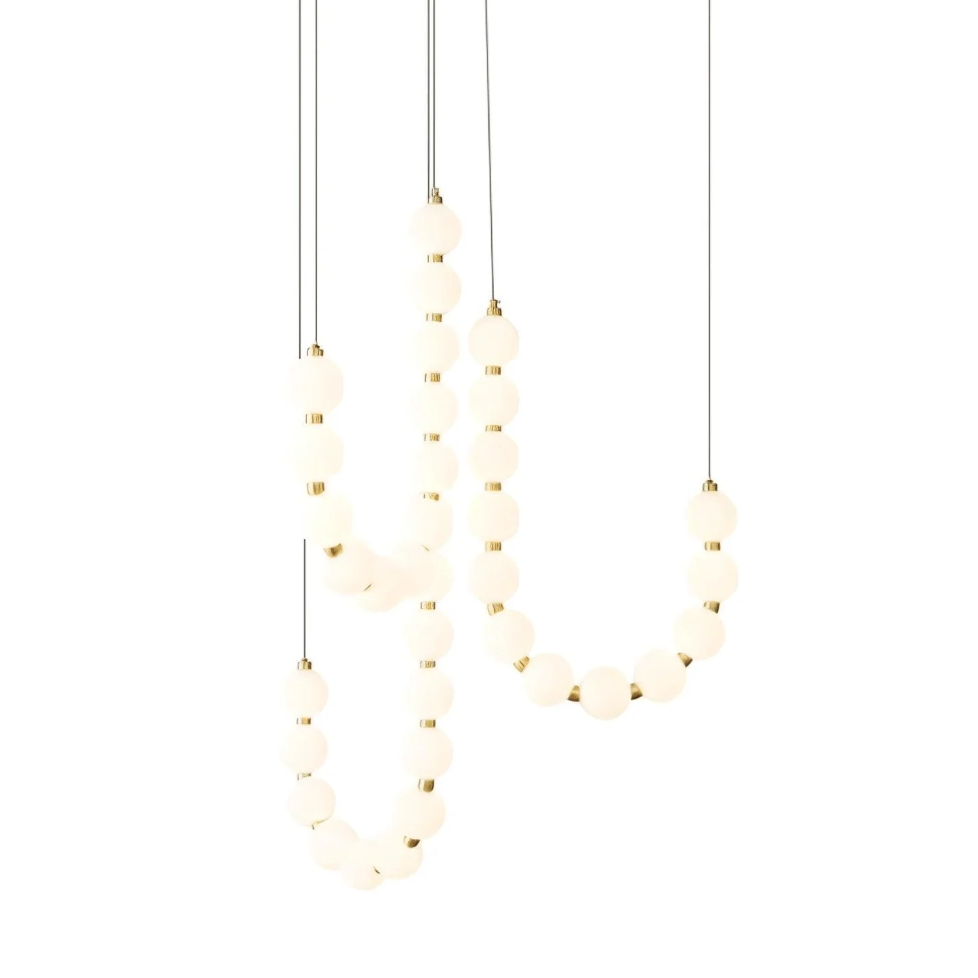 Люстра Glass Pearl Necklace - ∅56см x 90см, латунь, белый, холодный свет