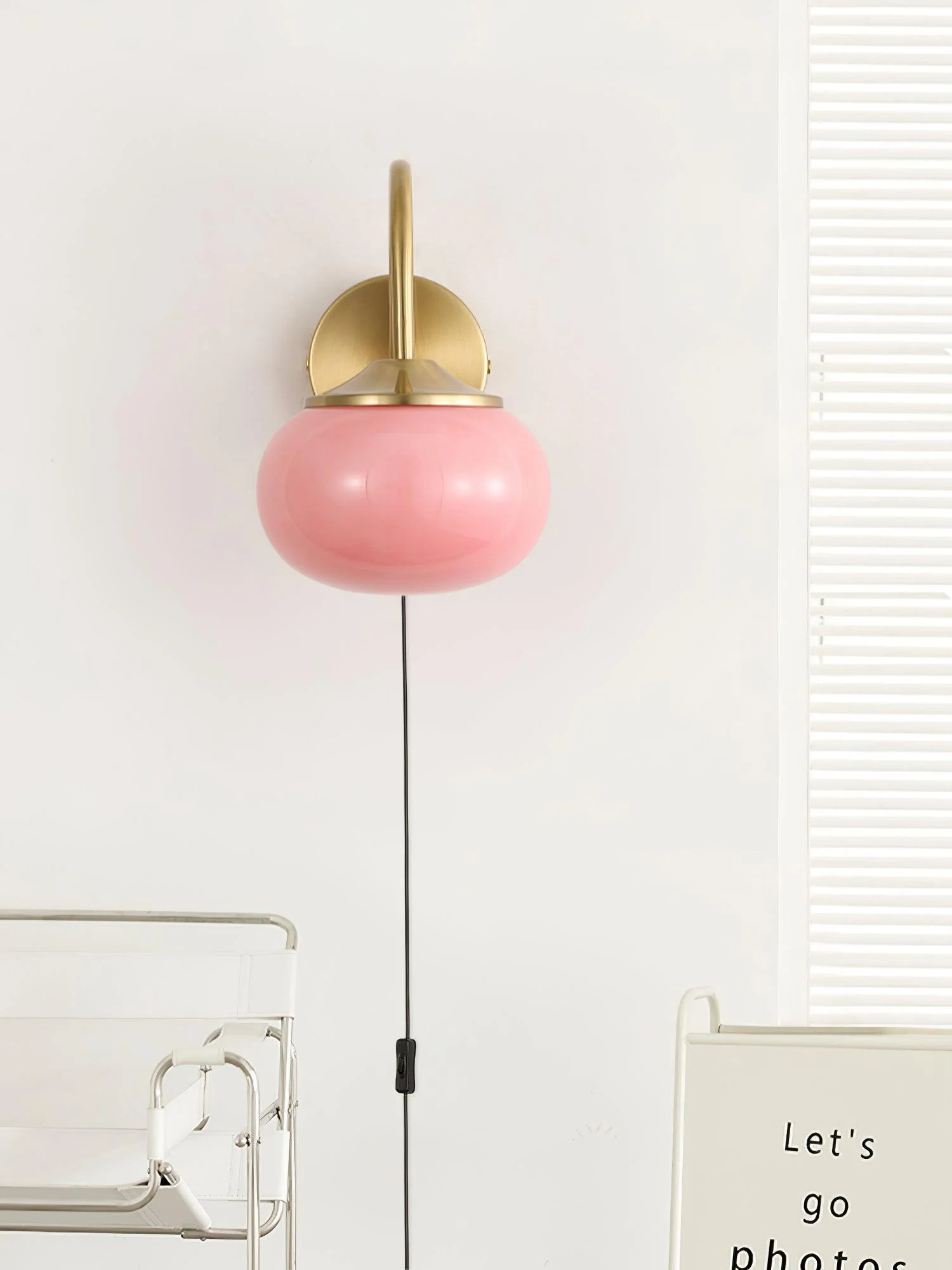 Marshmallow Sconce Plug Version - Set of 2 / Copper & Pink / UK plug