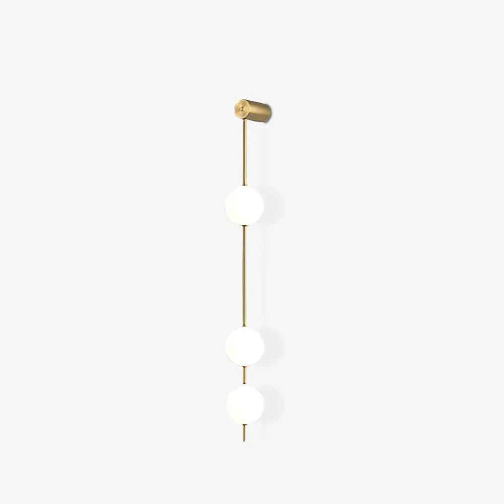 Vertical Balls Wall Lamp - 5 Lamps Set of 2 / Nickel & Glass Ball / Neutral Light
