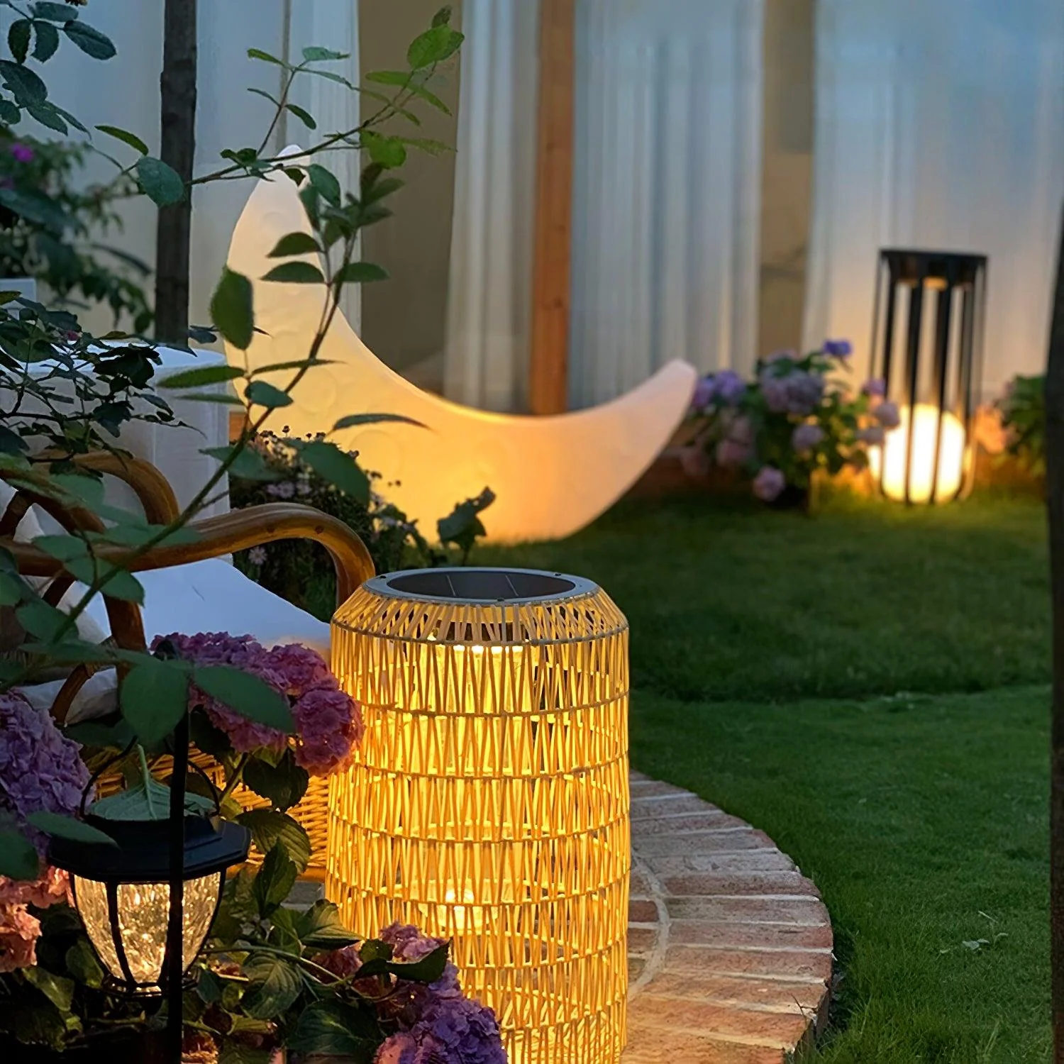 Настольный светильник Woven Rattan - модель A ∅31см x 52см, ротанг, теплый свет, проводной